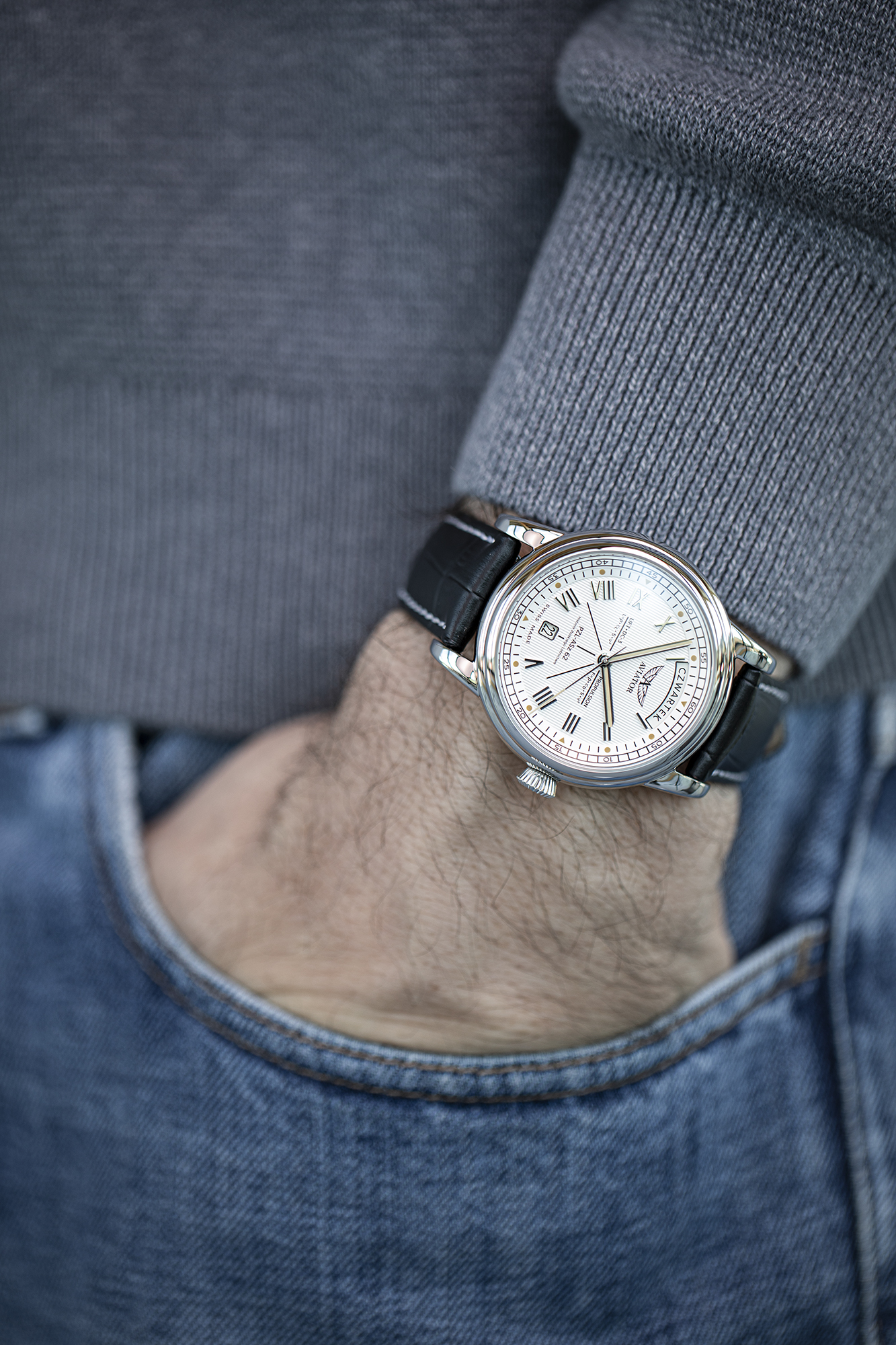 Aviator V33502814 PL Douglas Polish Edition Day-Date 2021 Douglas klasyczny zegarek srebrny - miniatura 7