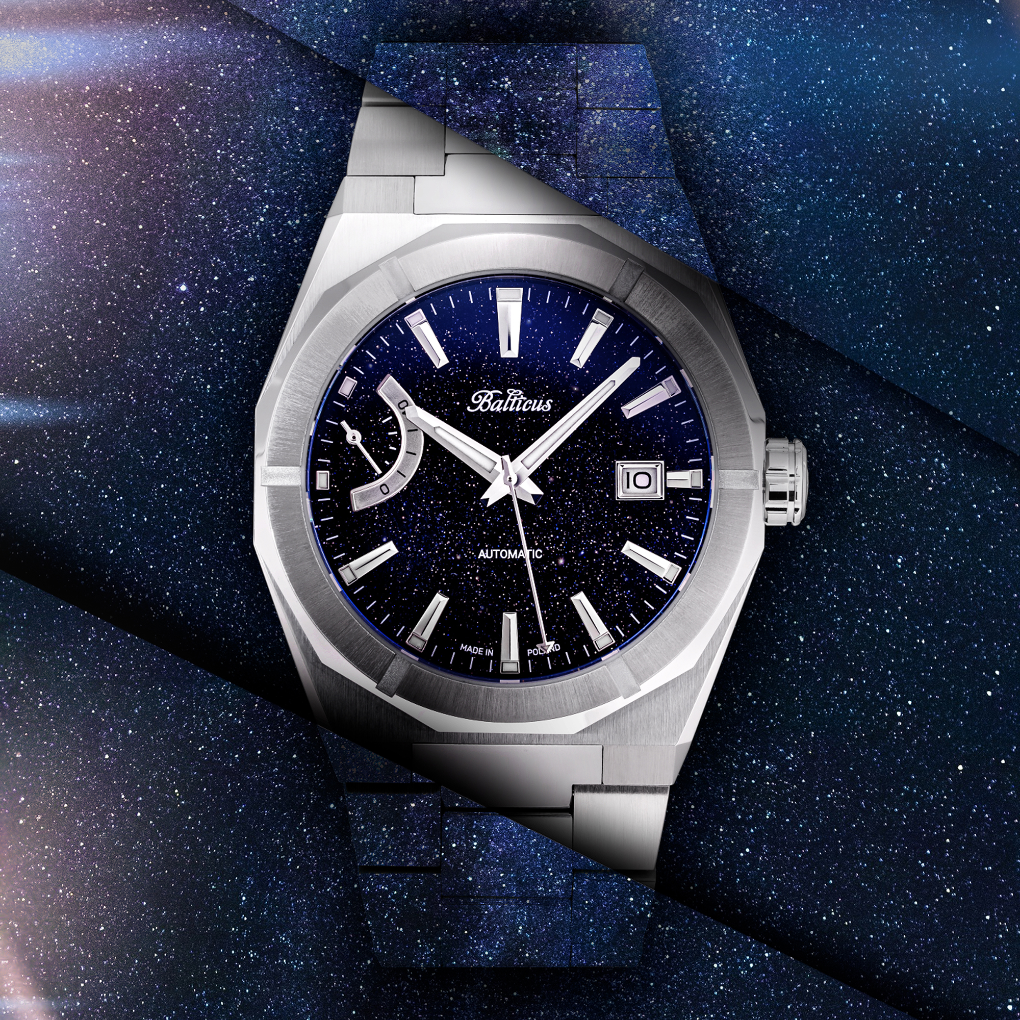 Balticus BALSDSPRA Gwiezdny Pył Gwiezdny Pył 40mm Awenturyn Power Reserve Automatic zegarek męski sportowy szafirowe - miniatura 9