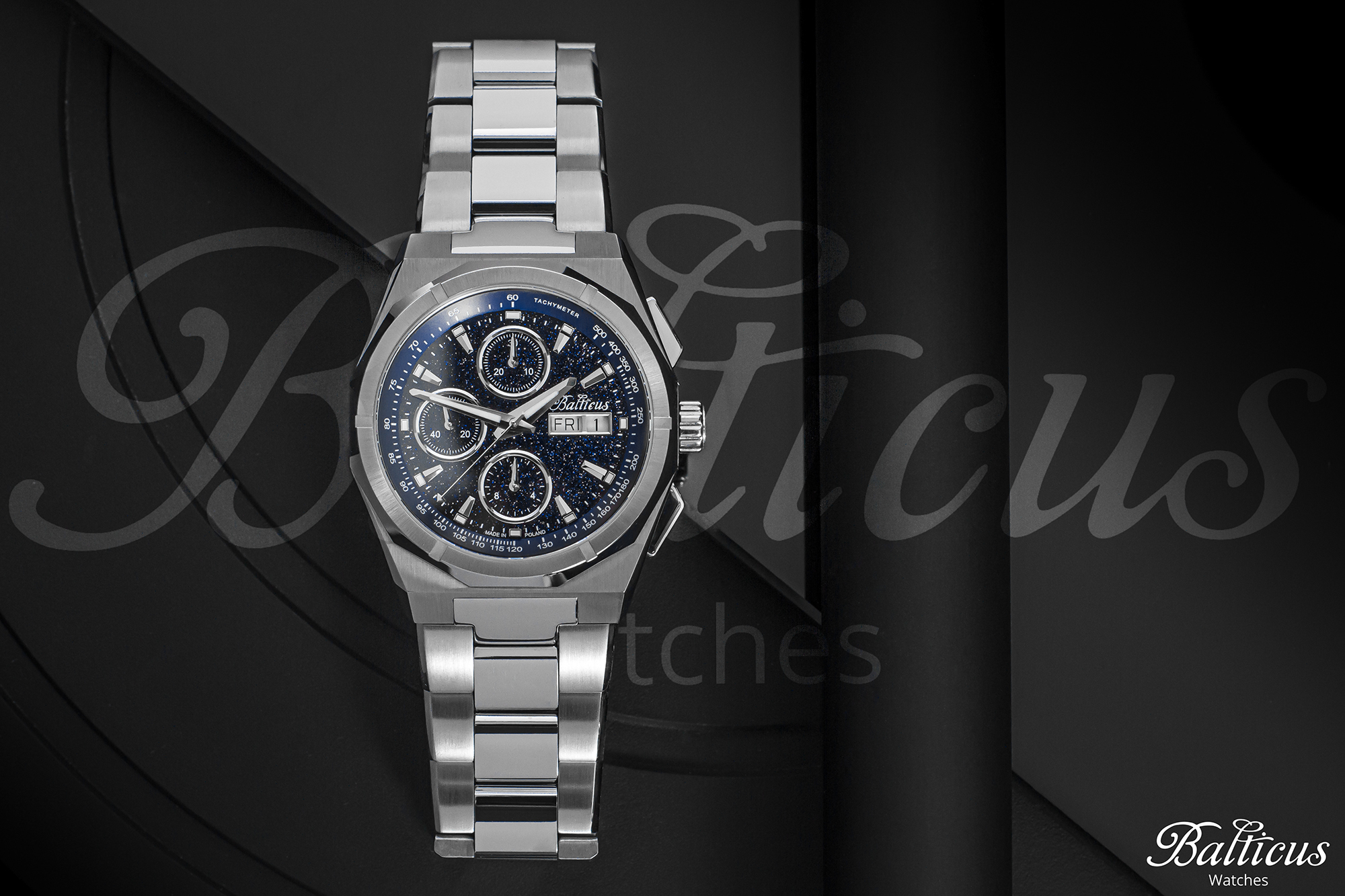 Balticus BLT-BALSDCHABA Gwiezdny Pył CHRONO 7750 42mm Awenturyn Niebieski Gwiezdny Pył elegancki zegarek srebrny - miniatura 10