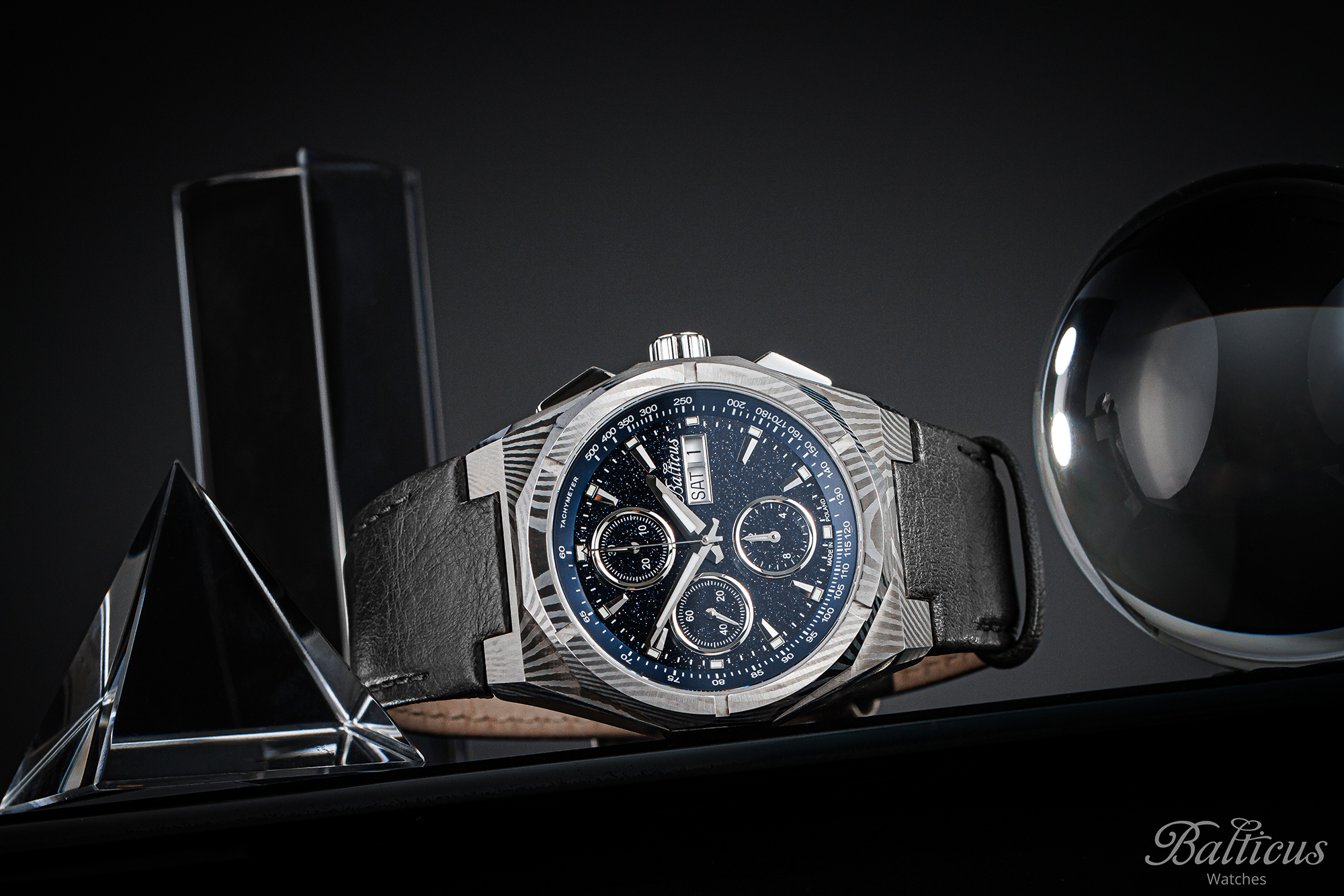 Balticus BLT-BALSDDCHABA Gwiezdny Pył DAMAST CHRONO 7750 42mm Awenturyn Niebieski Gwiezdny Pył elegancki zegarek srebrny - miniatura 9