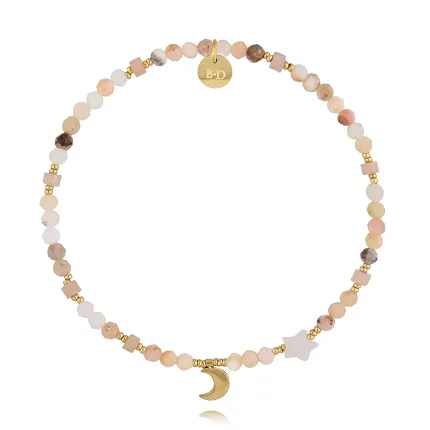 By Dziubeka BSC2253 Bransoletka beżowa z księżycem i gwiazdką - zdjęcie 1