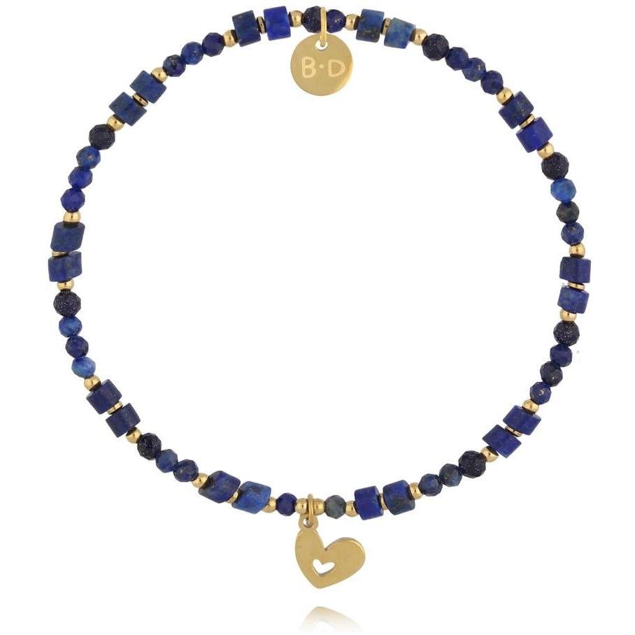 Bransoletka z lapisu lazuli z zawieszką w kształcie serca By Dziubeka BTW3504 