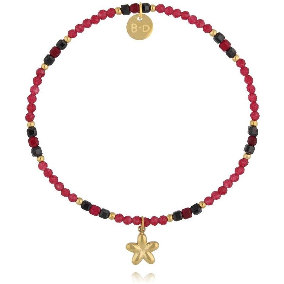 Bransoletka z jadeitu i zawieszką kwiatuszka By Dziubeka BTW3527 