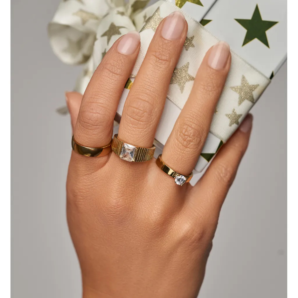 Pierścionek złoty z kryształem Sparkle Ring By Dziubeka PSA0945 - hover
