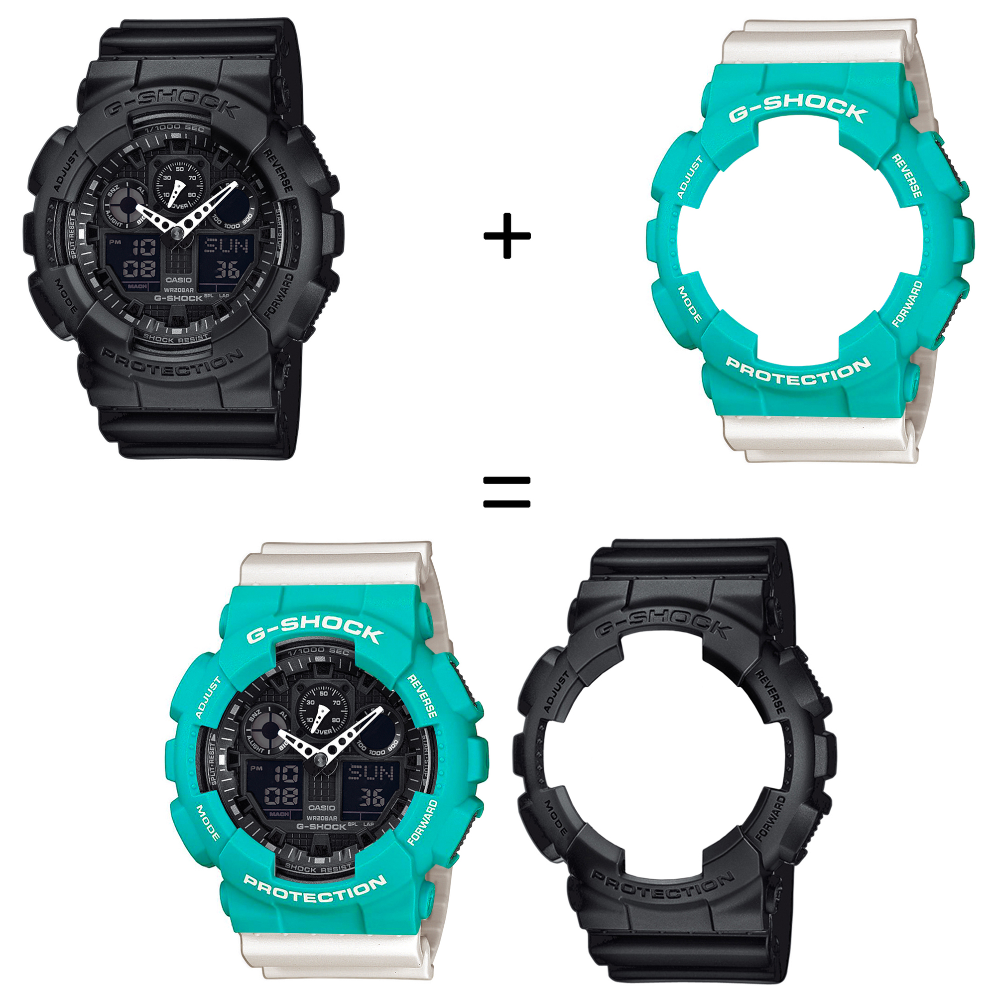 Casio SET GA-100-1A1ER + BEZEL 10410475 + PASEK 10395227 zegarek - miniatura 2