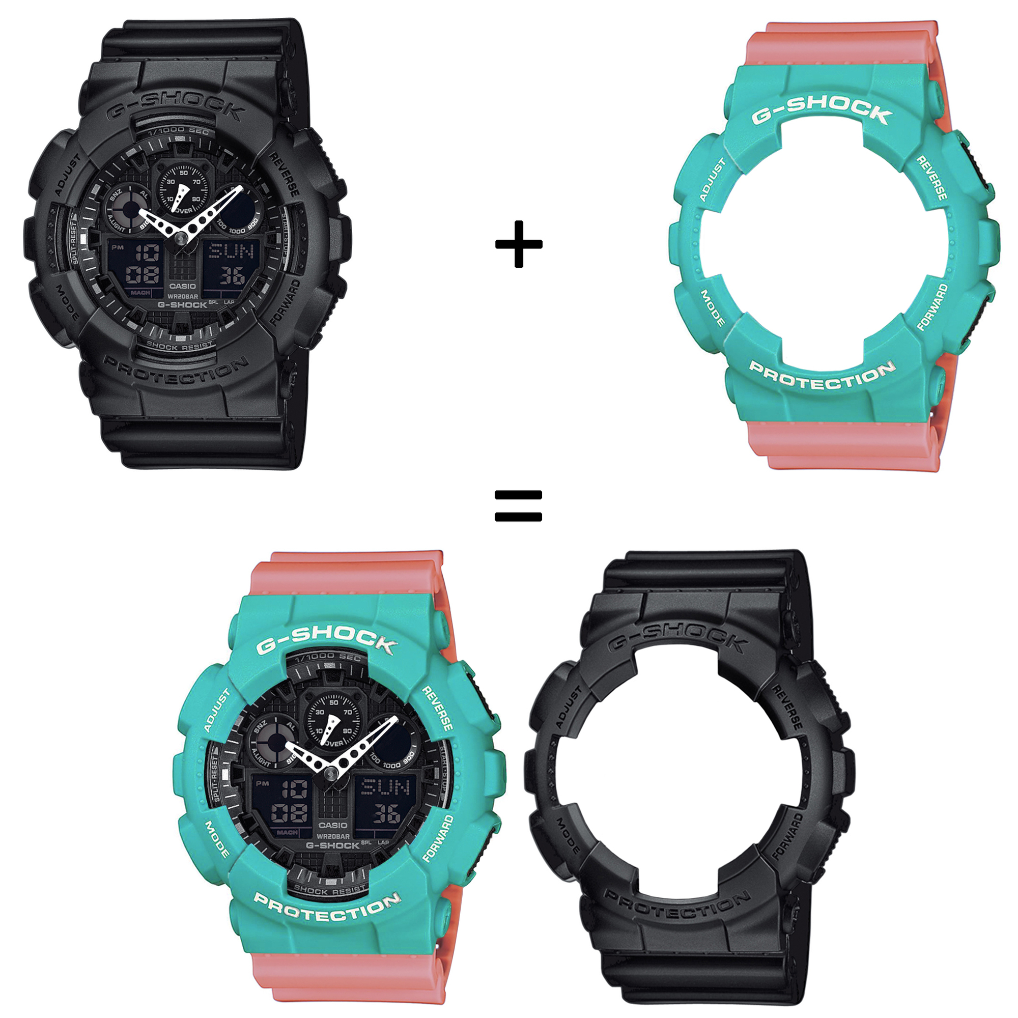 Casio SET GA-100-1A1ER + BEZEL 10410475 + PASEK 10498150 zegarek - miniatura 2