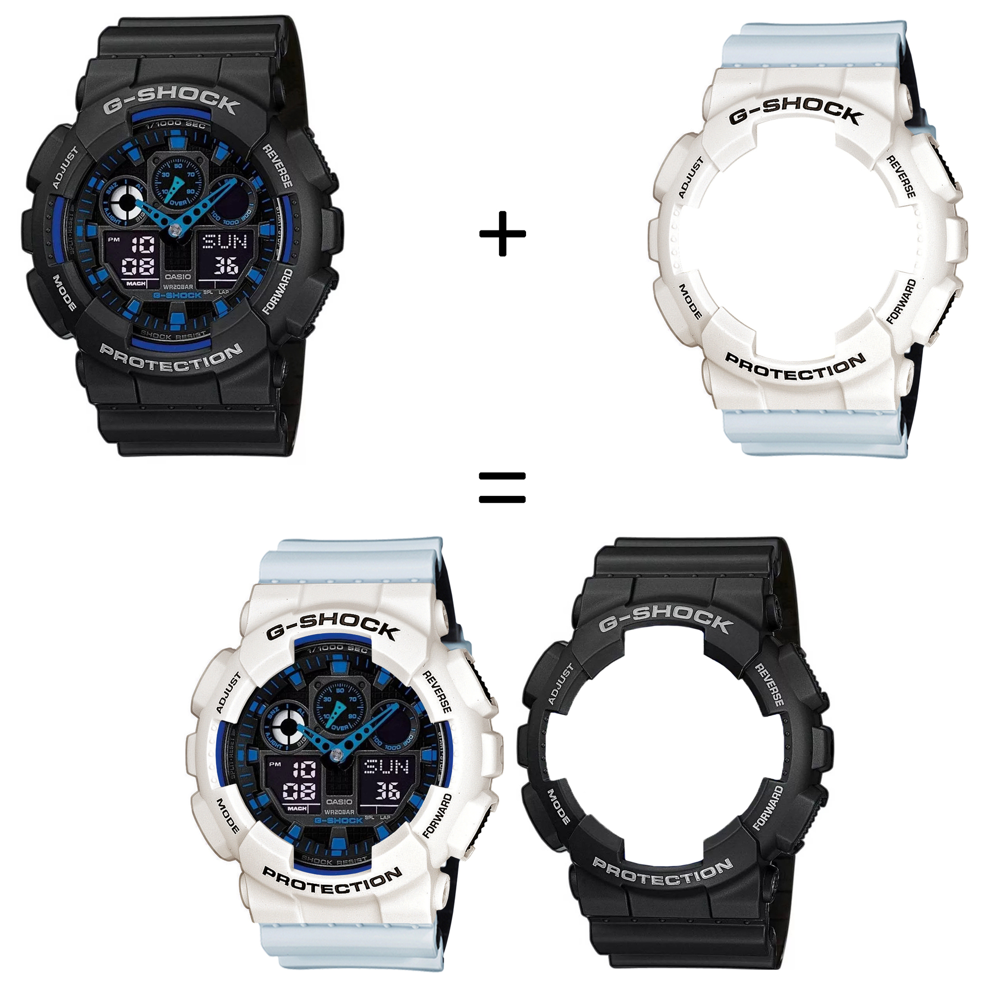Casio SET GA-100-1A2ER + BEZEL 10395292 + PASEK 10527469 zegarek - miniatura 2