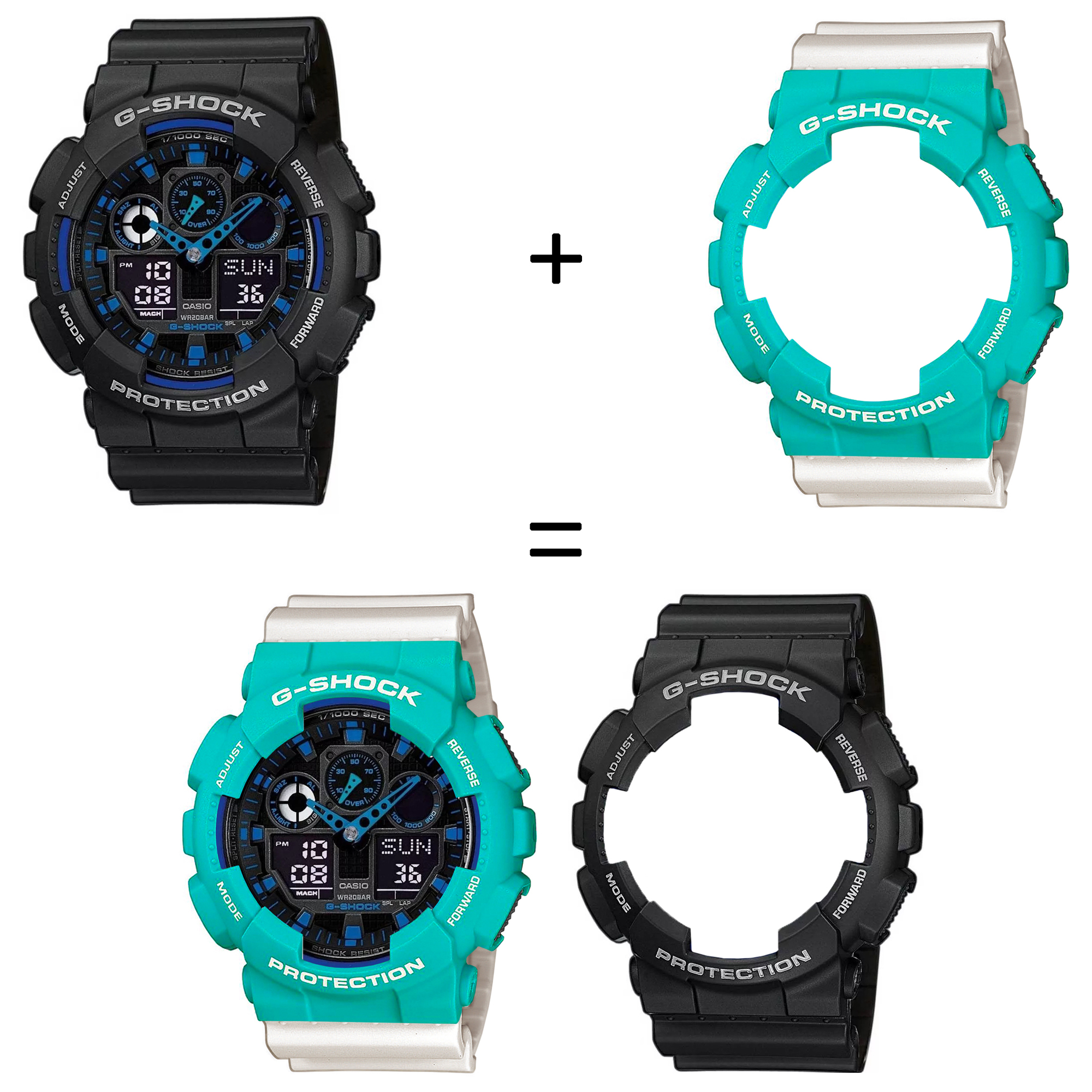 Casio SET GA-100-1A2ER + BEZEL 10410475 + PASEK 10395227 zegarek