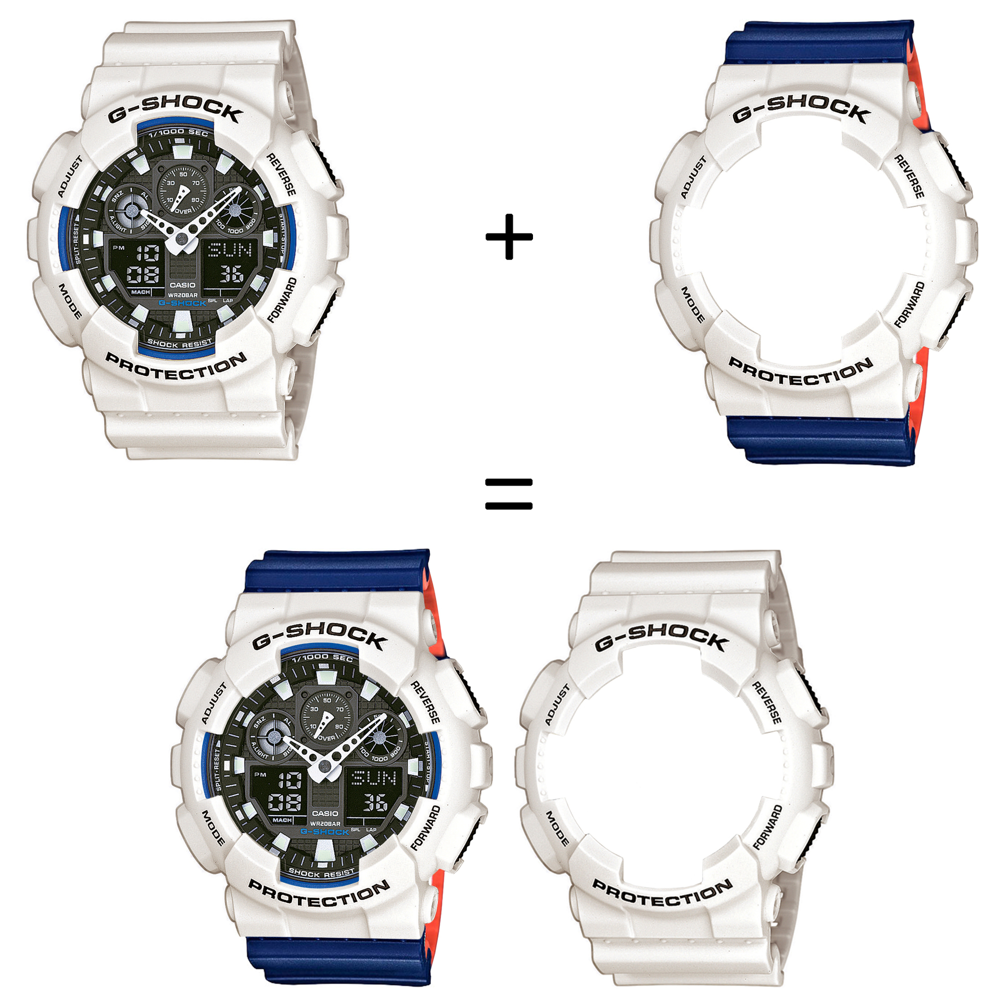 Casio SET GA-100B-7AER + BEZEL 10395292 + PASEK 10527467 zegarek - miniatura 2