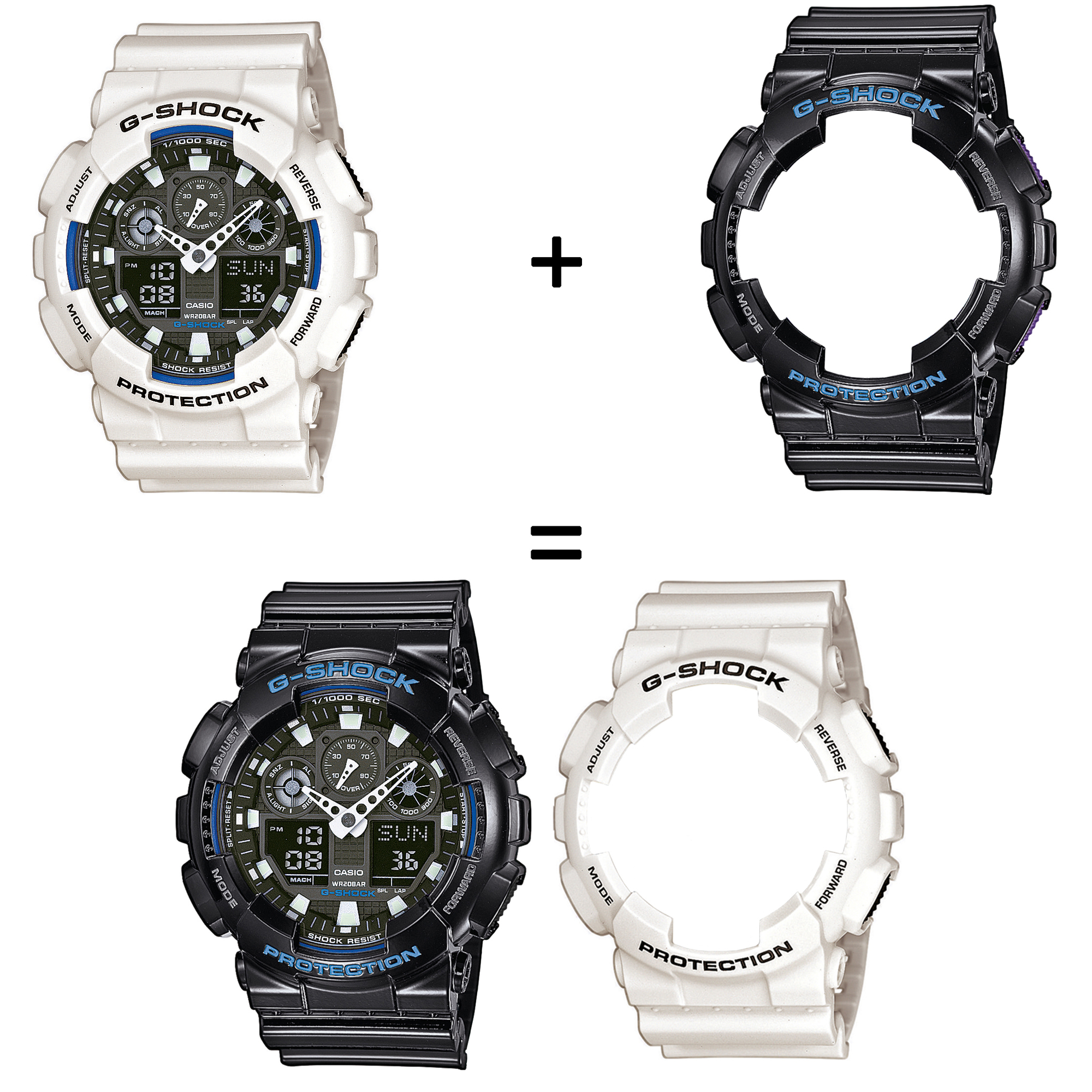 Casio SET GA-100B-7AER + BEZEL 10407691 + PASEK 10378391 zegarek - miniatura 2
