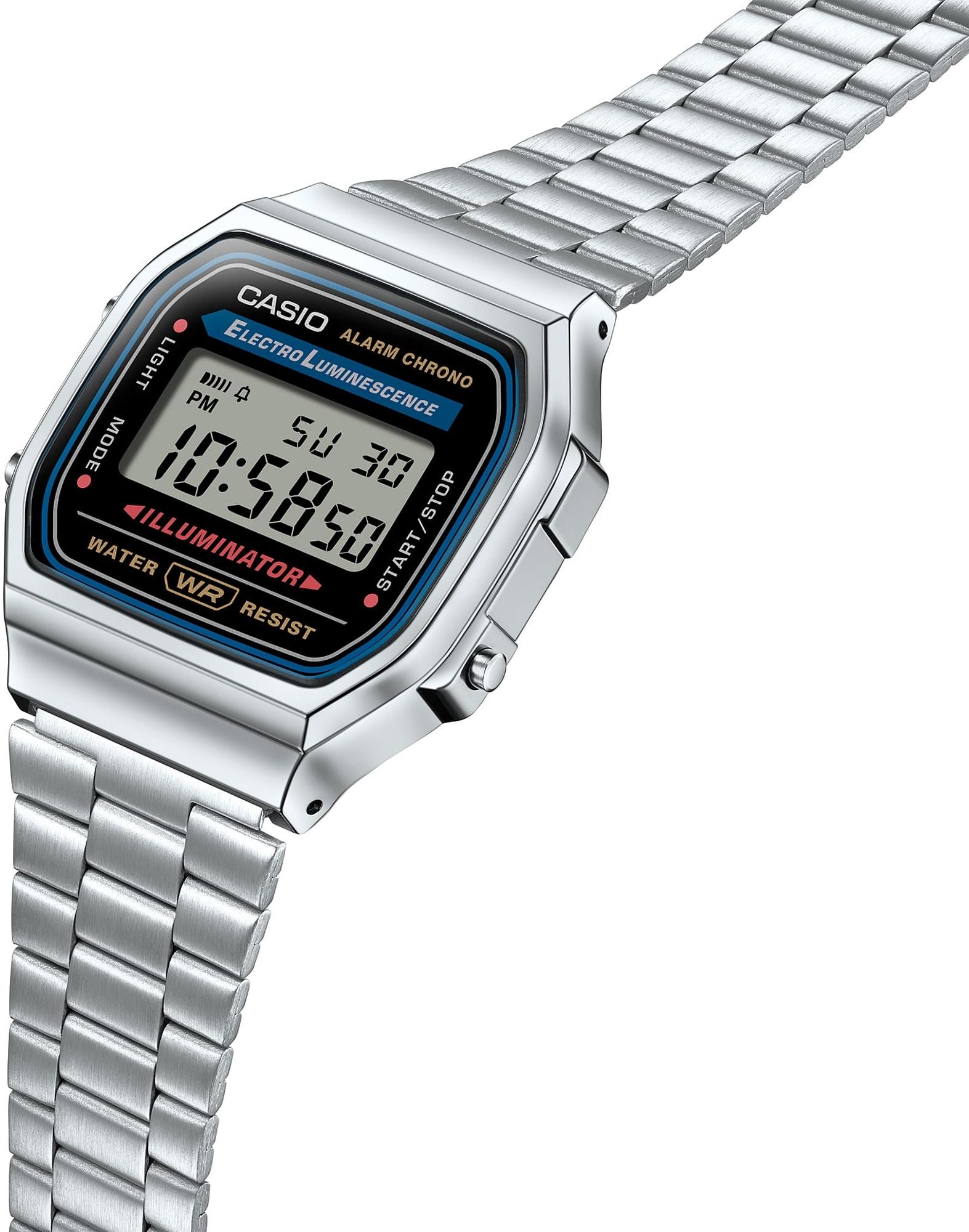 Casio Vintage A168WA-1YES Iconic VINTAGE Maxi retro zegarek srebrny - miniatura 7