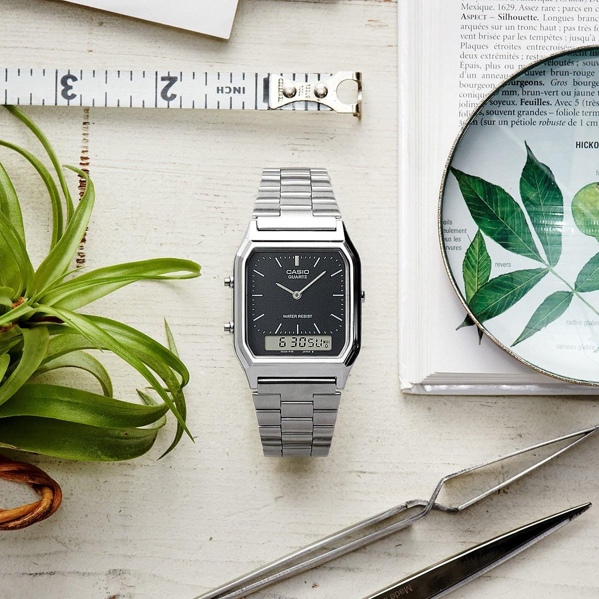 Casio Vintage AQ-230A-1DMQYES zegarek srebrny klasyczny VINTAGE Midi bransoleta - miniatura 3