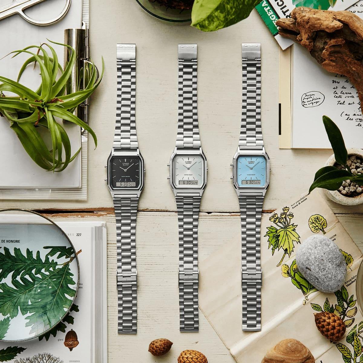 Casio Vintage AQ-230A-1DMQYES zegarek srebrny klasyczny VINTAGE Midi bransoleta - miniatura 4