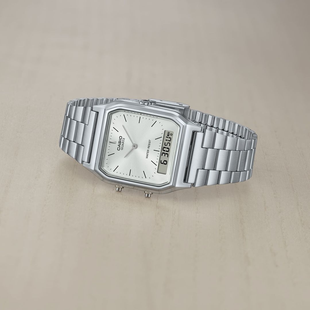 Casio Vintage AQ-230A-7AMQYES Maxi VINTAGE Maxi klasyczny zegarek srebrny - miniatura 10