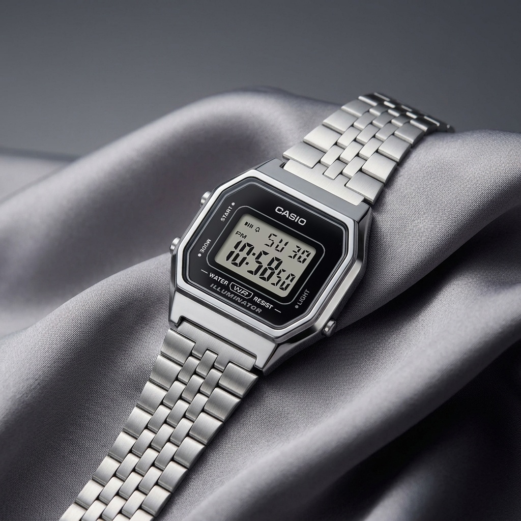 Casio Vintage LA680WEA-1EF zegarek srebrny retro VINTAGE Midi bransoleta - miniatura 4