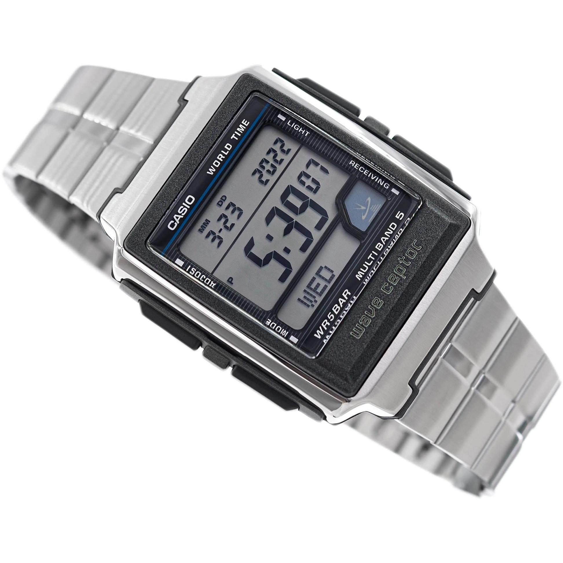 Casio WV-59RD-1AEF zegarek srebrny retro Waveceptor bransoleta - miniatura 5