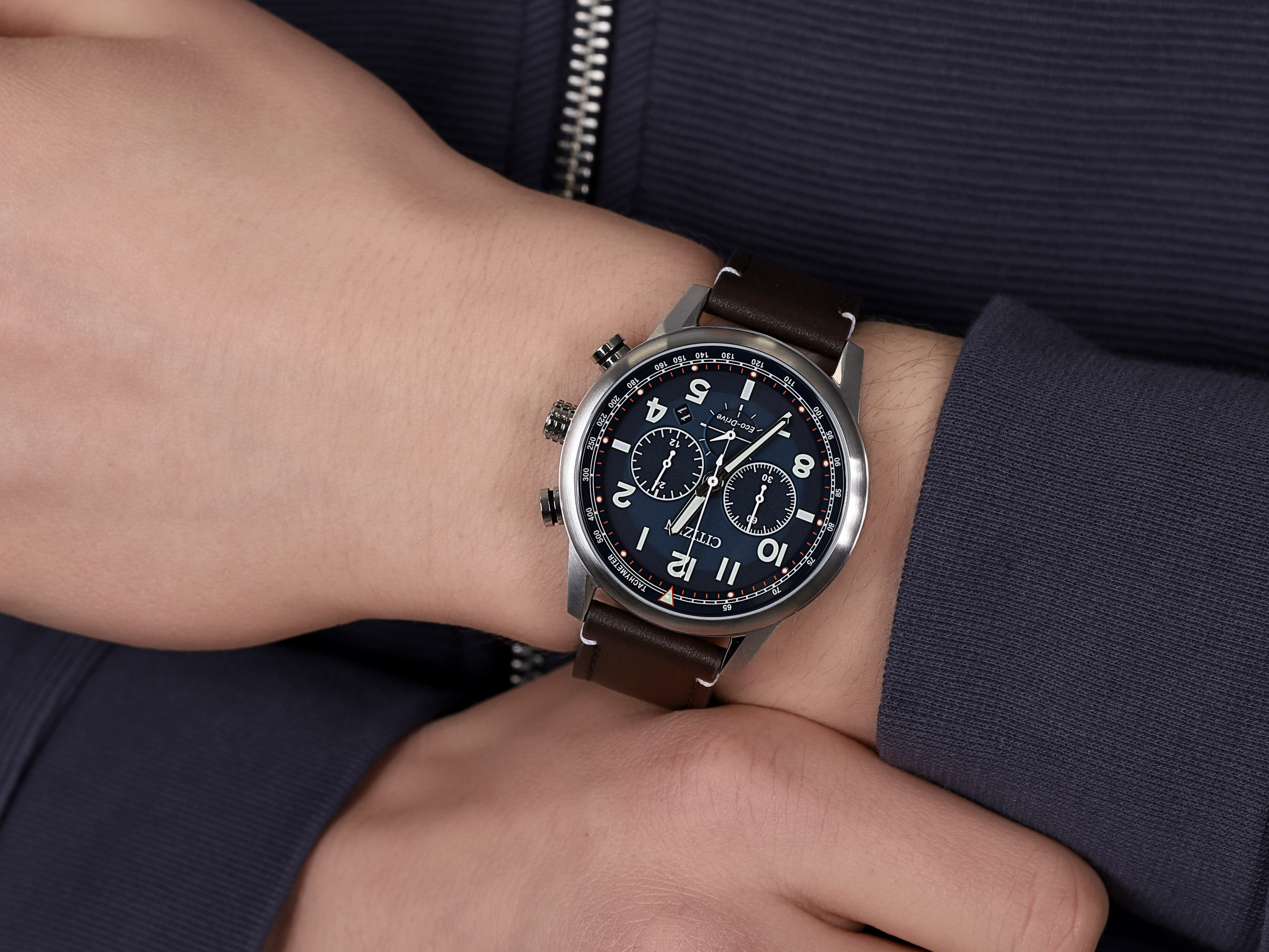 Citizen CA4420-13L zegarek srebrny sportowy Chrono pasek - miniatura 2