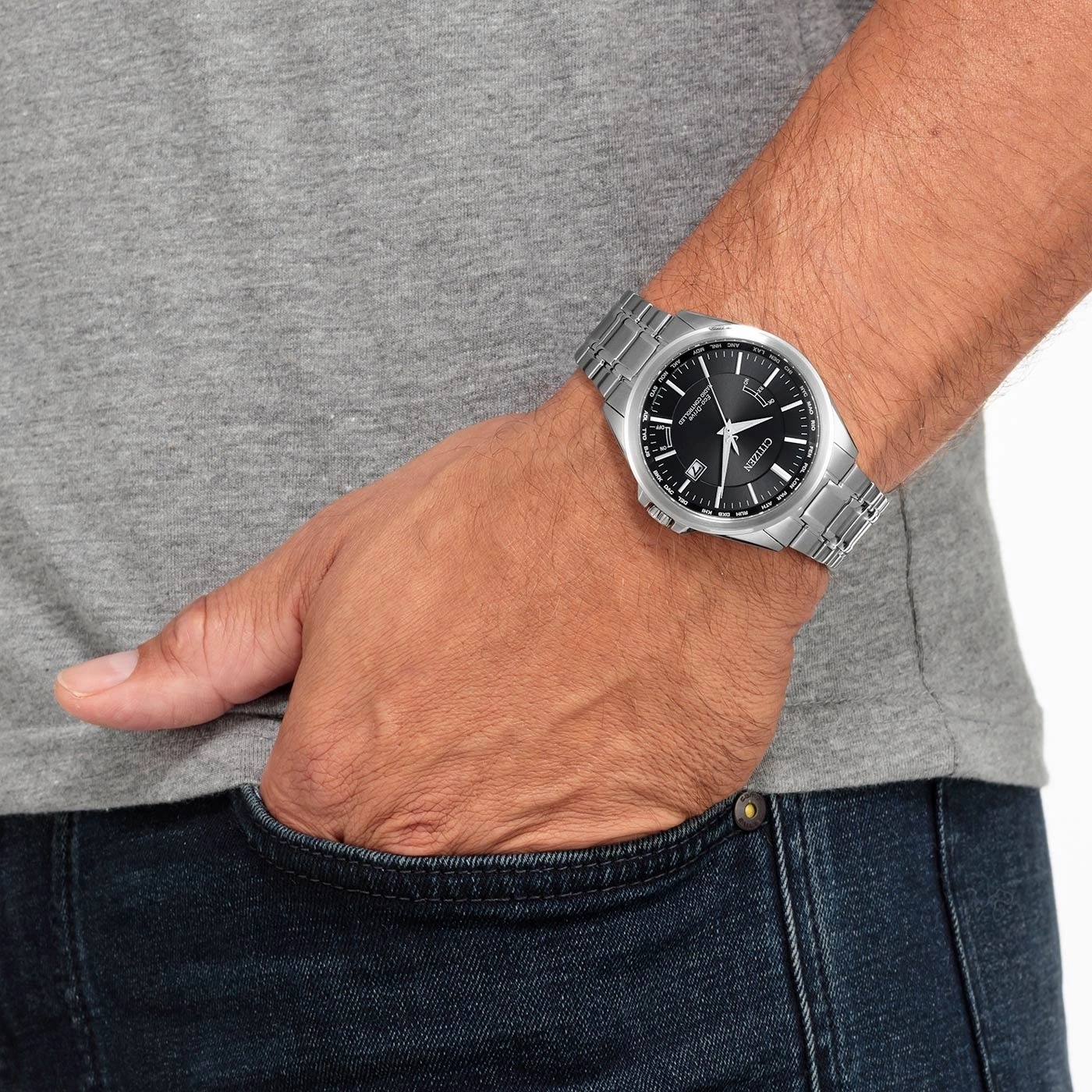 Citizen CB0250-84E zegarek srebrny klasyczny Radio Controlled bransoleta - miniatura 5