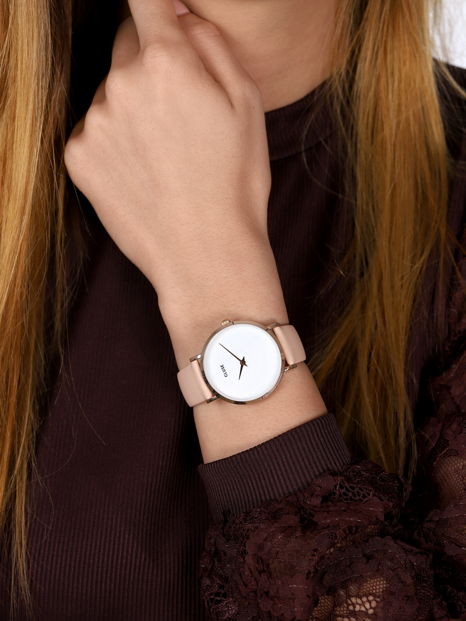 Pasek La Perle Rose Gold White Pearl/Nude Cluse CL30059 - hover
