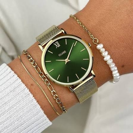 Cluse CW10206 Minuit Mesh Green Gold Colour zegarek damski klasyczny mineralne - miniatura 8
