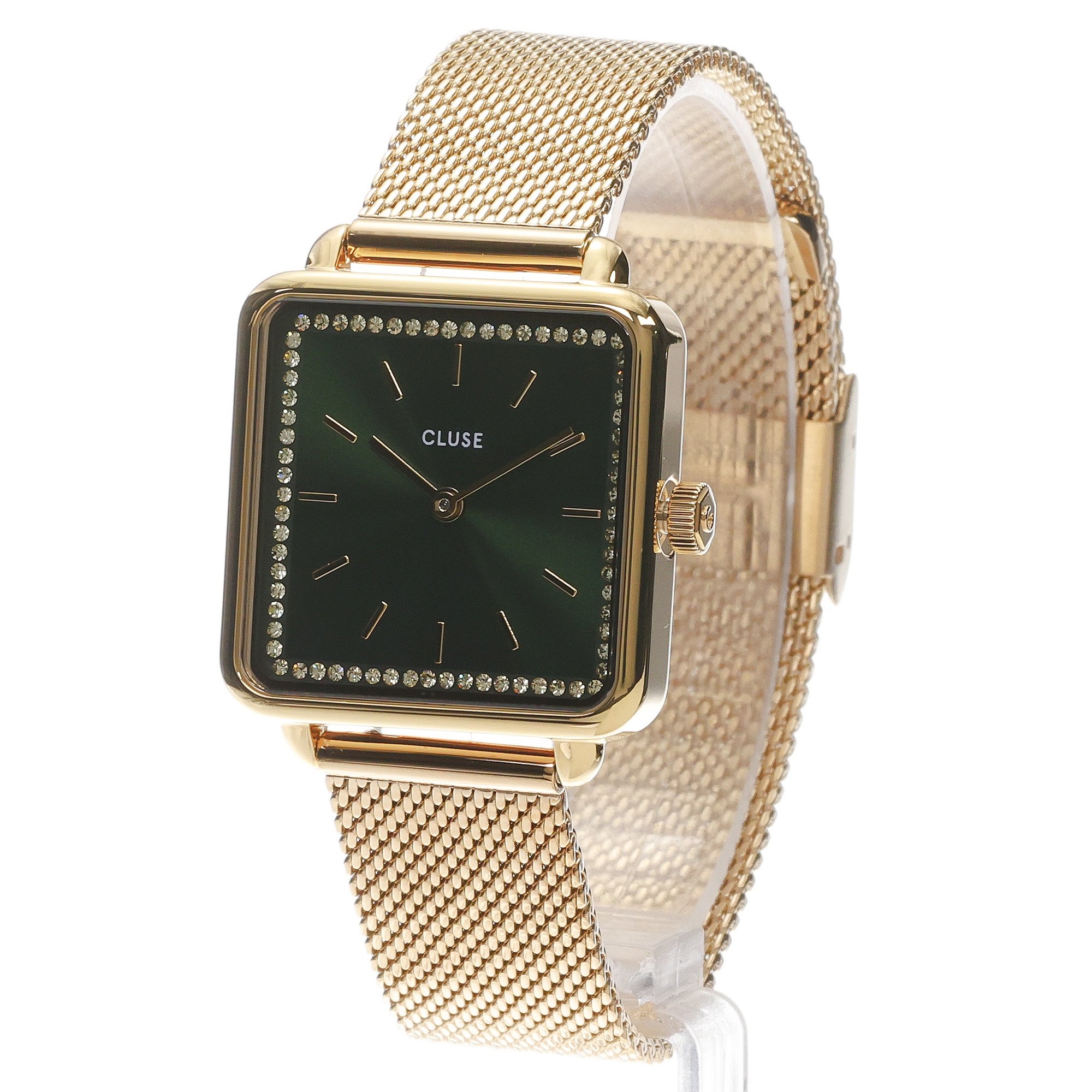 Cluse CW10309 La Tetragone Mesh stones Green Gold Colour zegarek damski klasyczny mineralne - miniatura 2