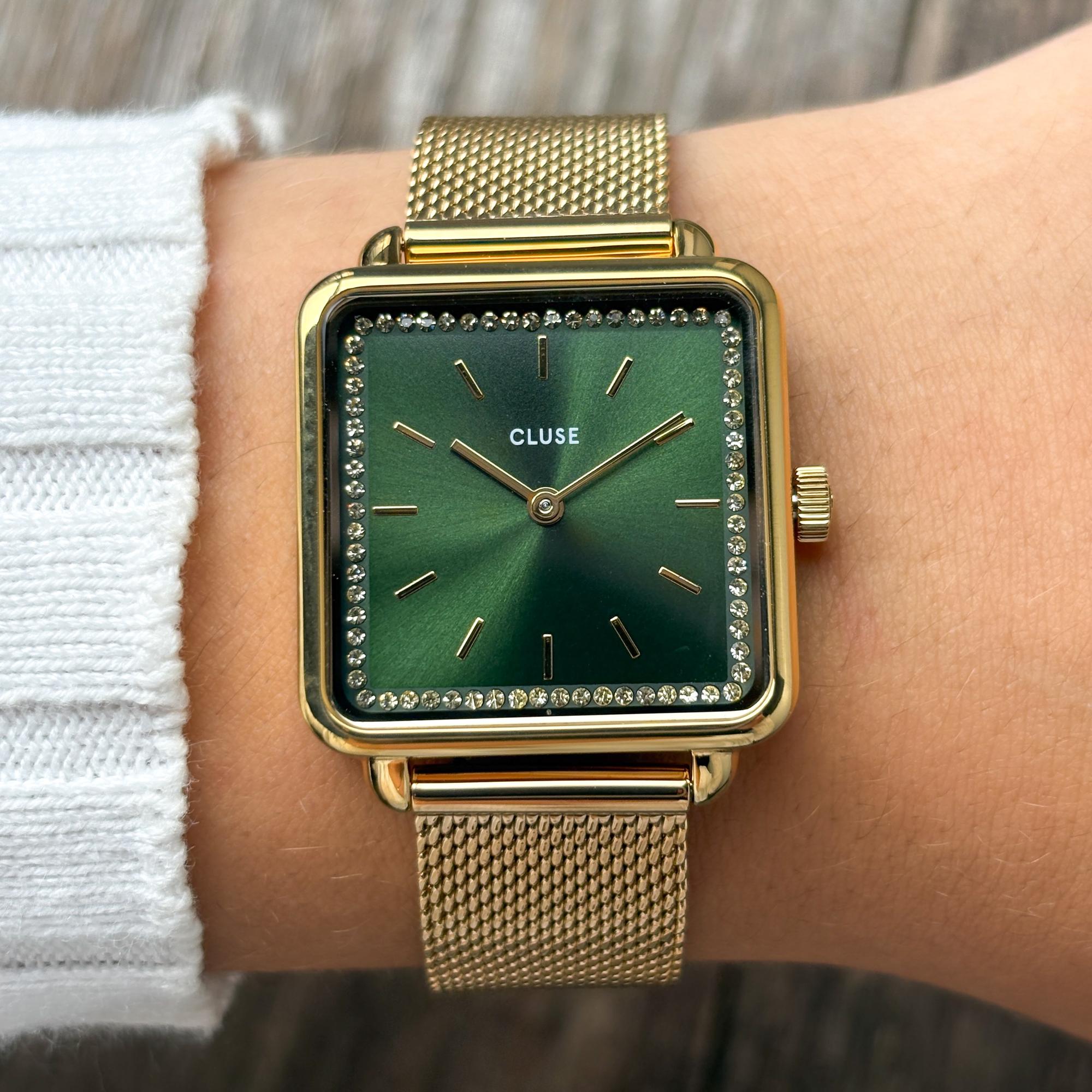 Cluse CW10309 Mesh stones Green Gold Colour La Tetragone klasyczny zegarek złoty - miniatura 9