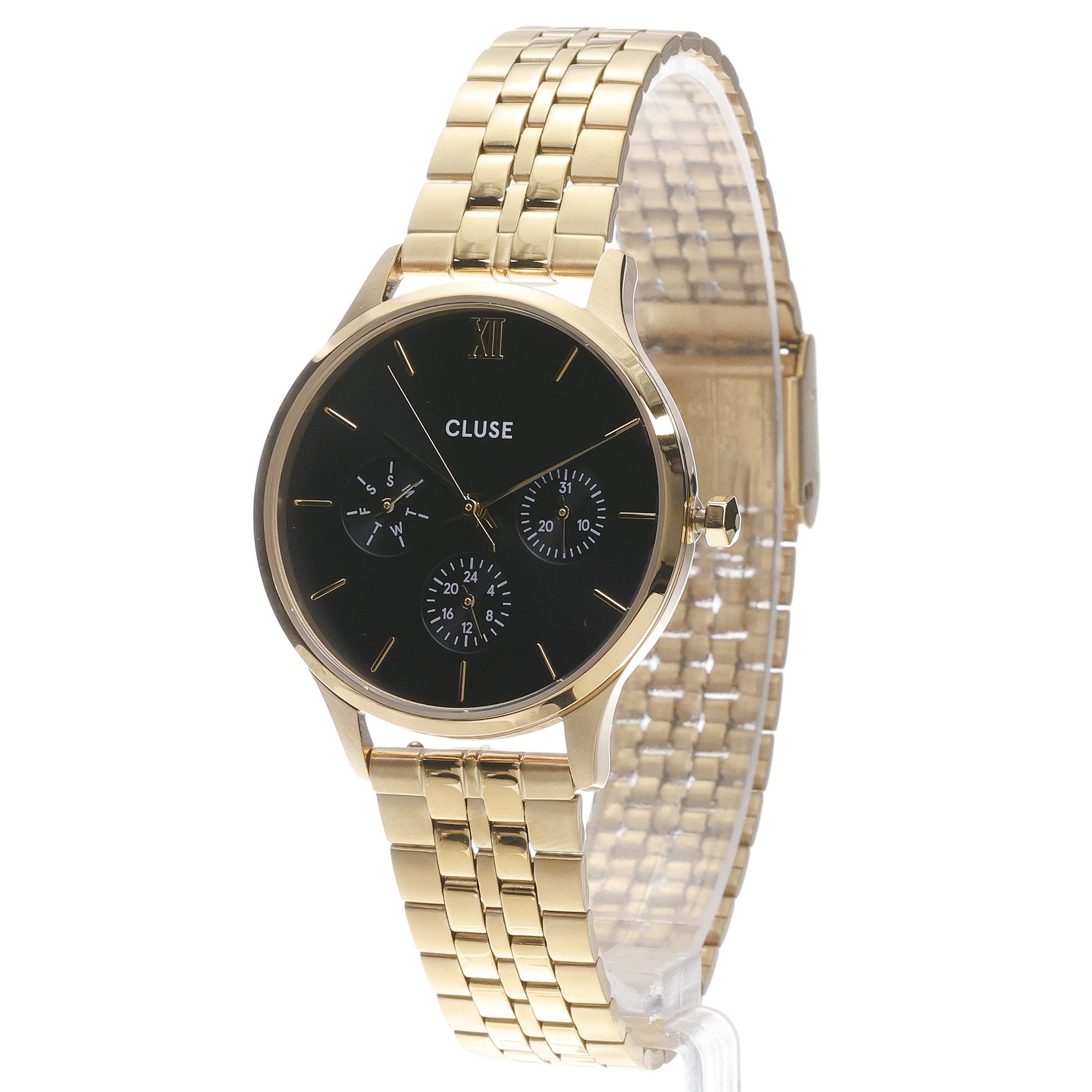 Cluse CW10707 Minuit Minuit Multifunction Gold Black Dial 34mm zegarek damski klasyczny mineralne - miniatura 2