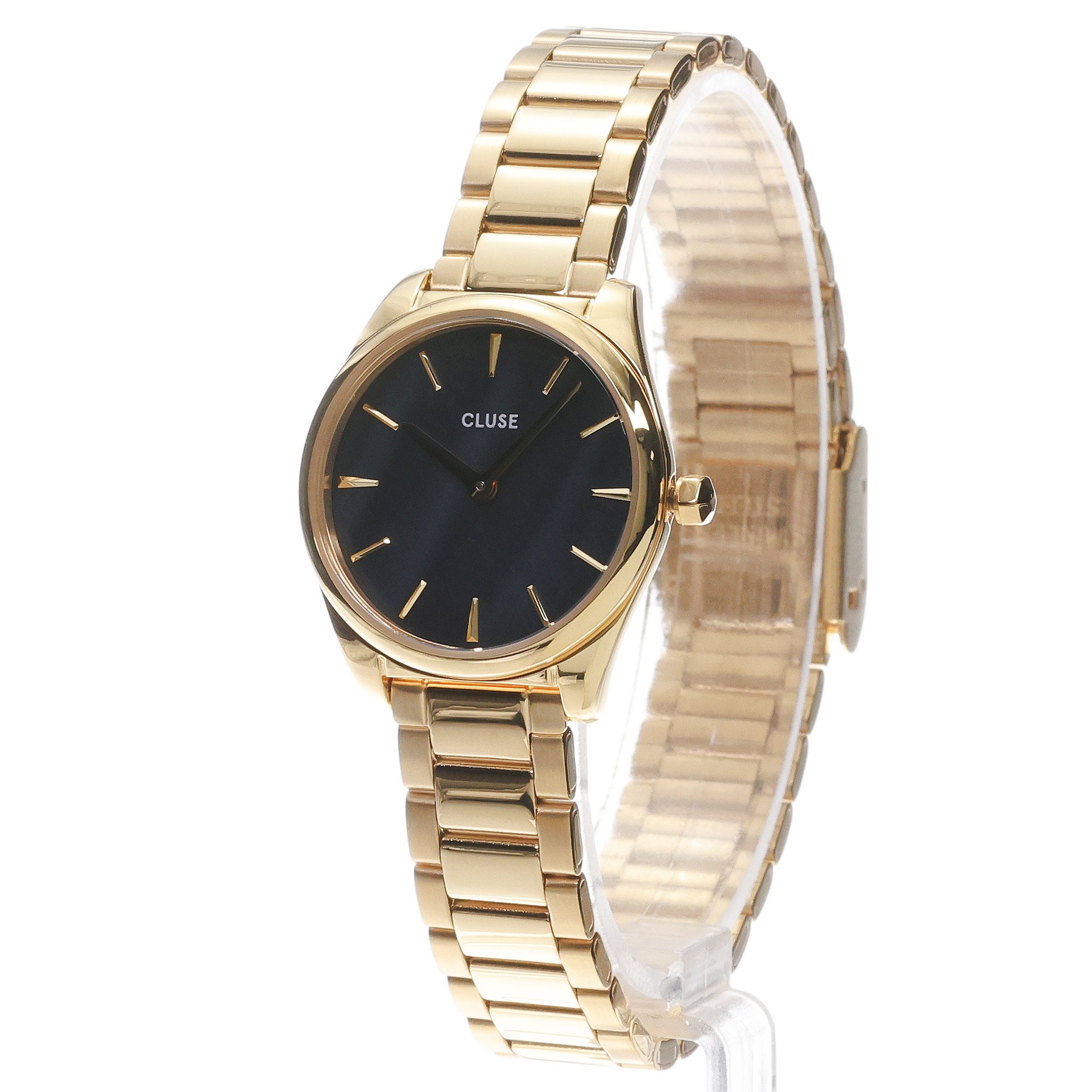Cluse CW11707 Feroce Petite Watch Steel Blue Pearl Gold Colour zegarek damski klasyczny mineralne - miniatura 2