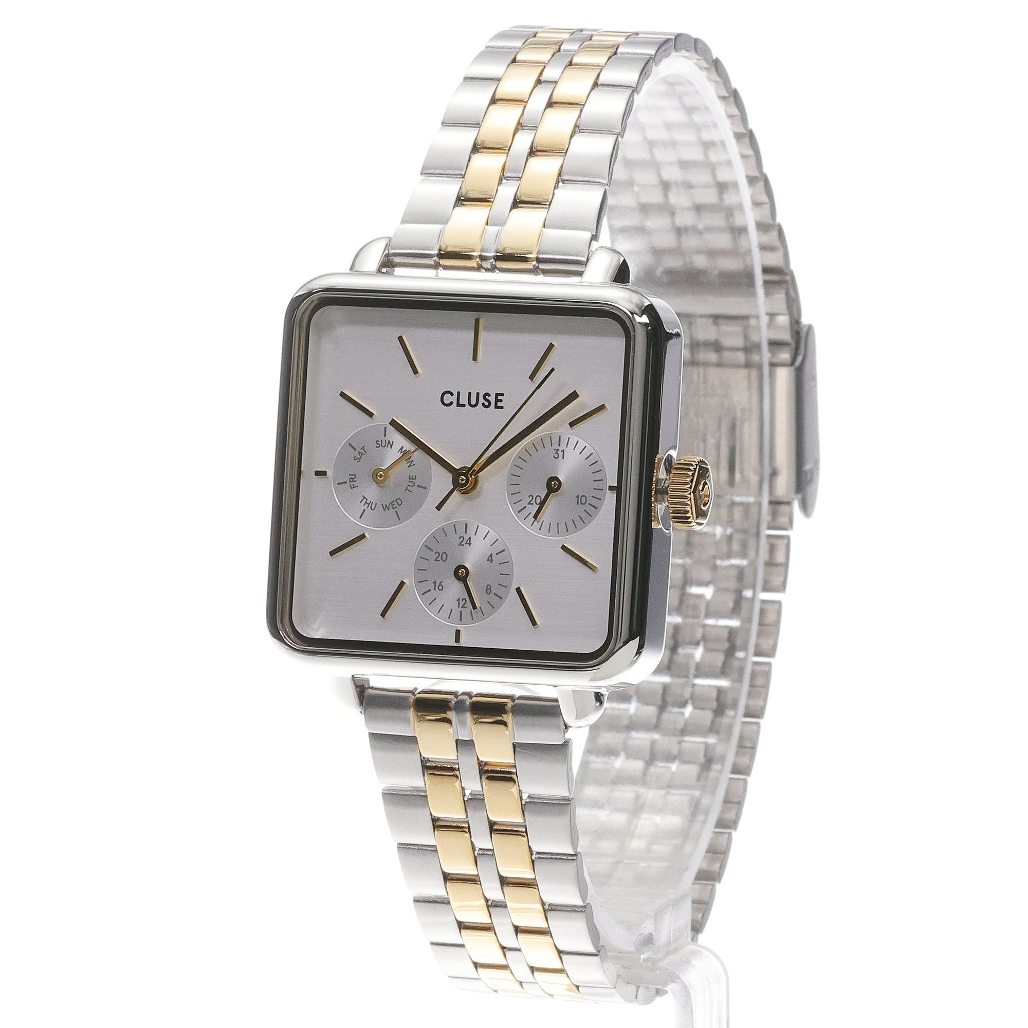 Cluse CW13803 La Tetragone La Tetragone Multifunction Silver-Gold zegarek damski fashion-modowy mineralne - miniatura 2