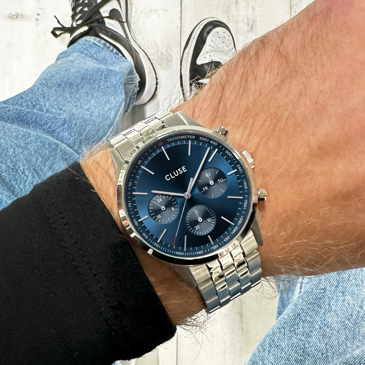 Cluse CW21003 Antheor chrono Watch Steel blue Silver Colour zegarek sportowy Vigoureux - miniatura 7