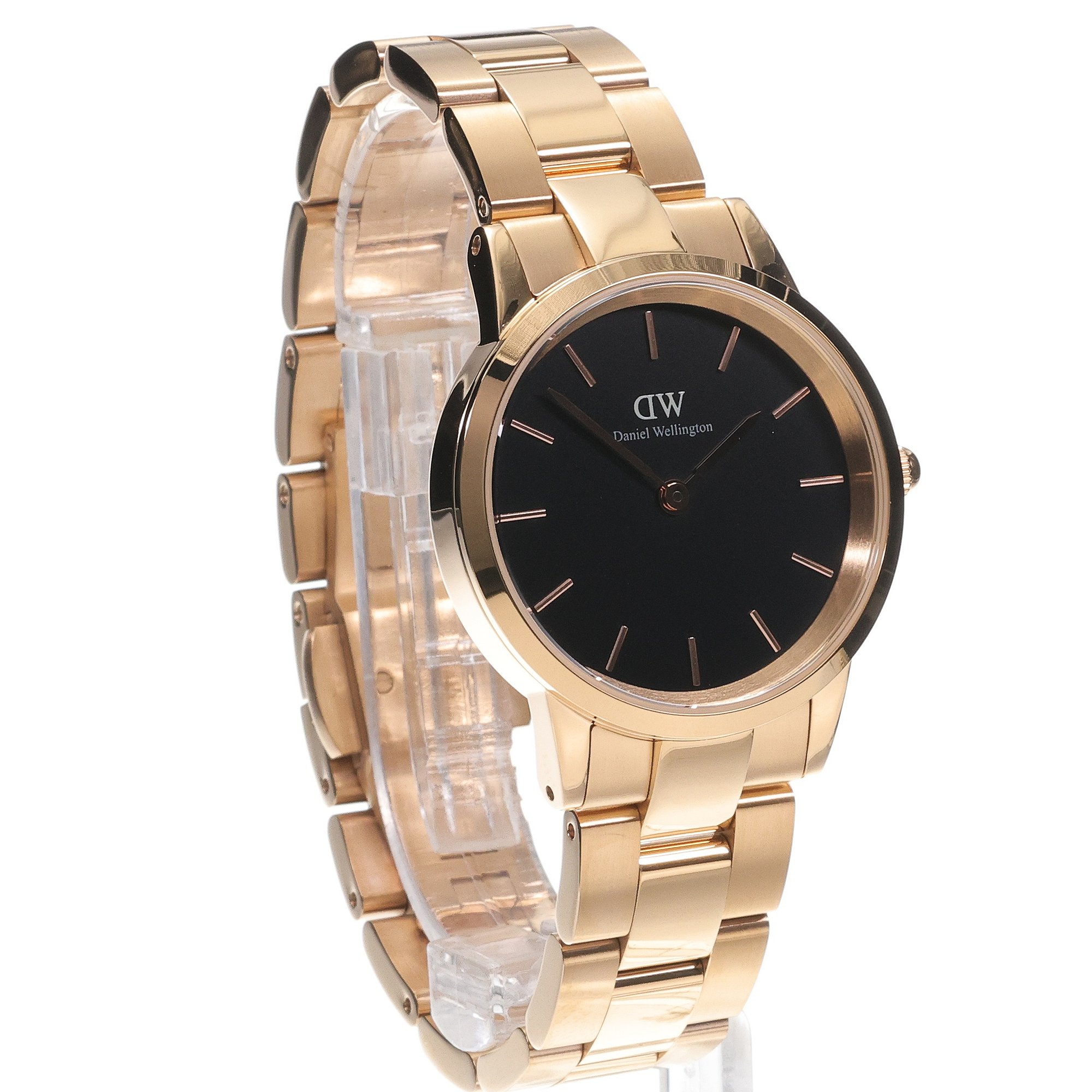 Daniel Wellington DW00100212 Iconic Link 32mm Black Iconic klasyczny zegarek różowe złoto - miniatura 3
