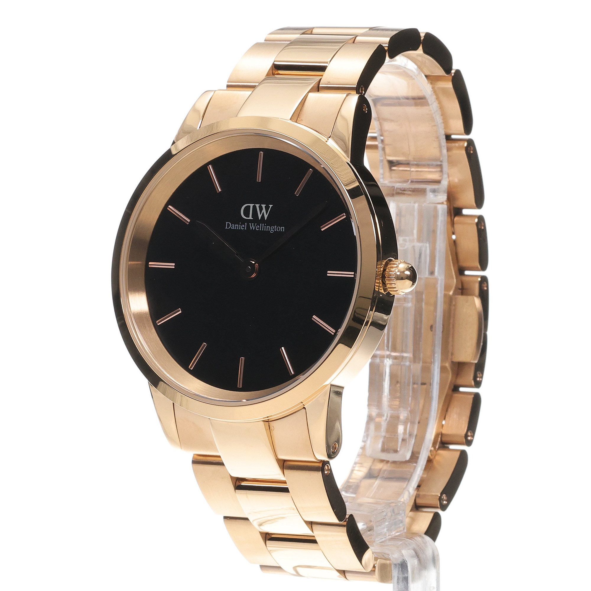 Daniel Wellington DW00100344 Iconic Link 40mm Black Iconic klasyczny zegarek różowe złoto - miniatura 2