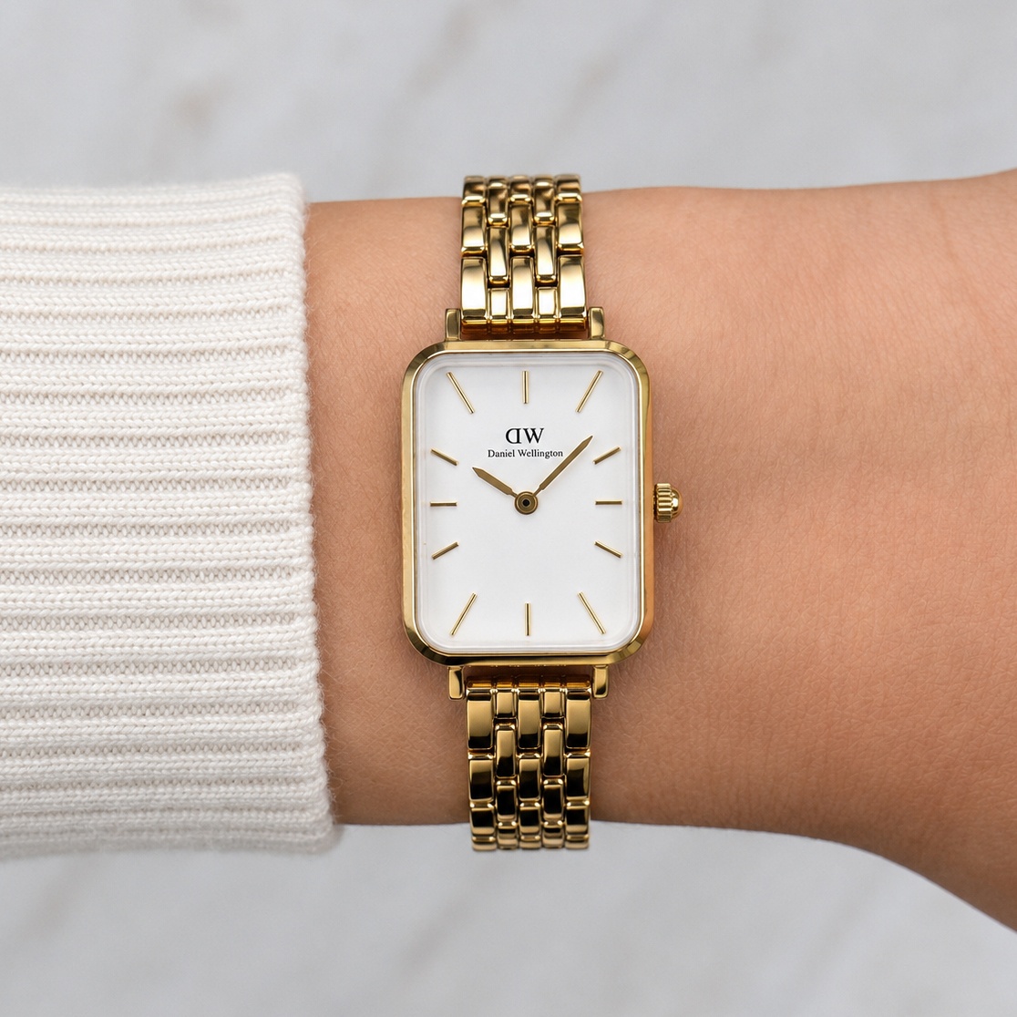 Daniel Wellington DW00100622 Quadro Quadro 5-Link Evergold 26 mm zegarek damski klasyczny mineralne - miniatura 8