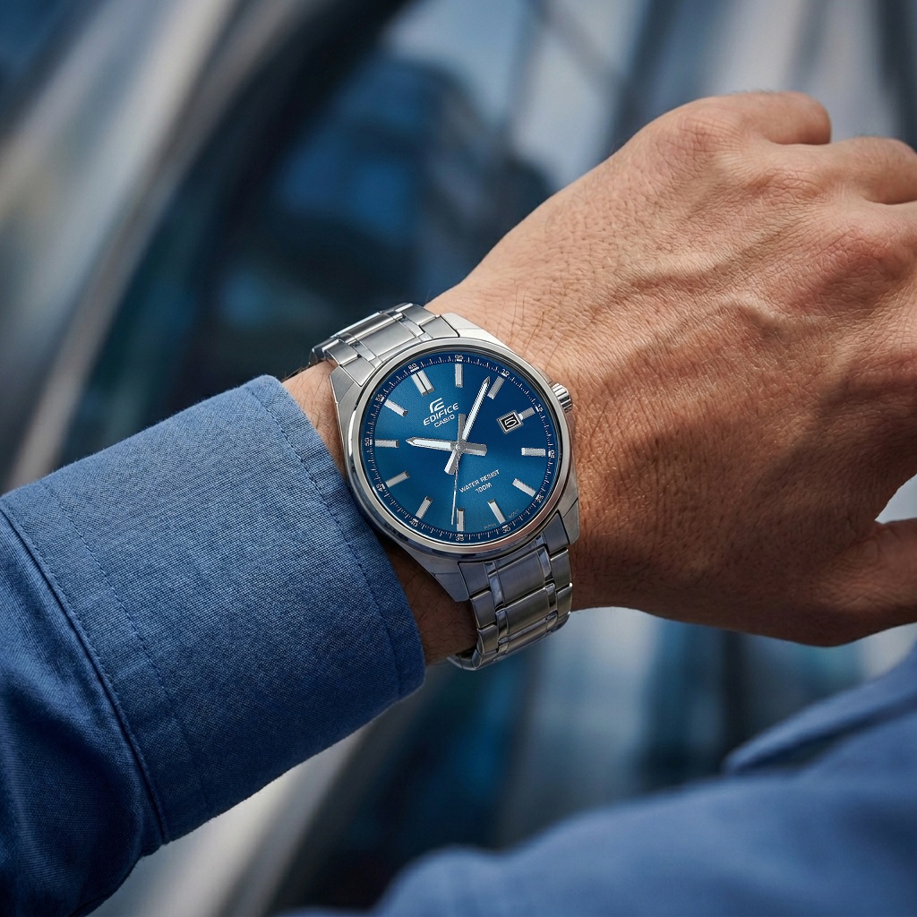 EDIFICE EFV-150D-2AVUEF zegarek srebrny klasyczny EDIFICE Momentum bransoleta - miniatura 5