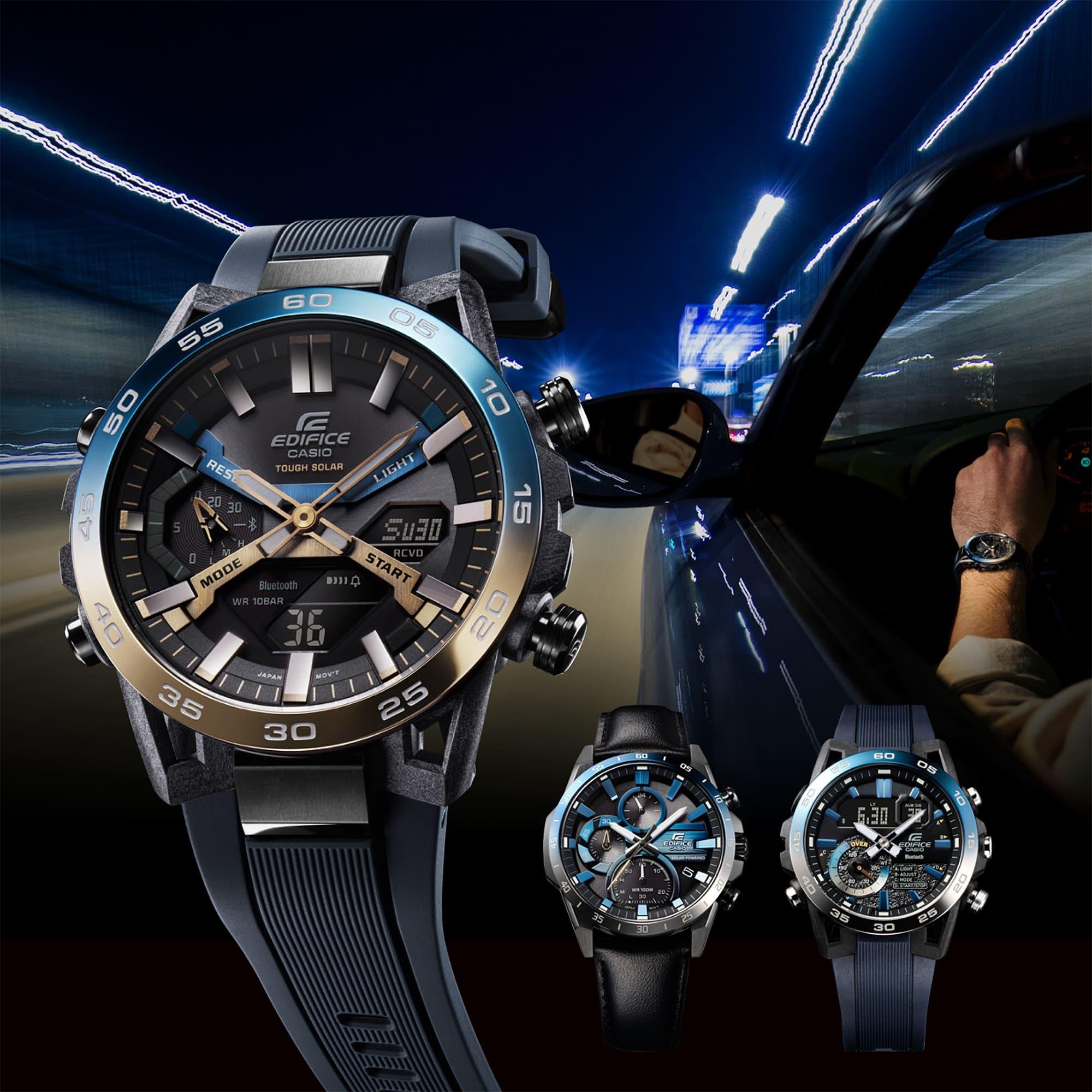 EDIFICE EQS-940NL-1AVUEF zegarek czarny sportowy EDIFICE Premium pasek - miniatura 5