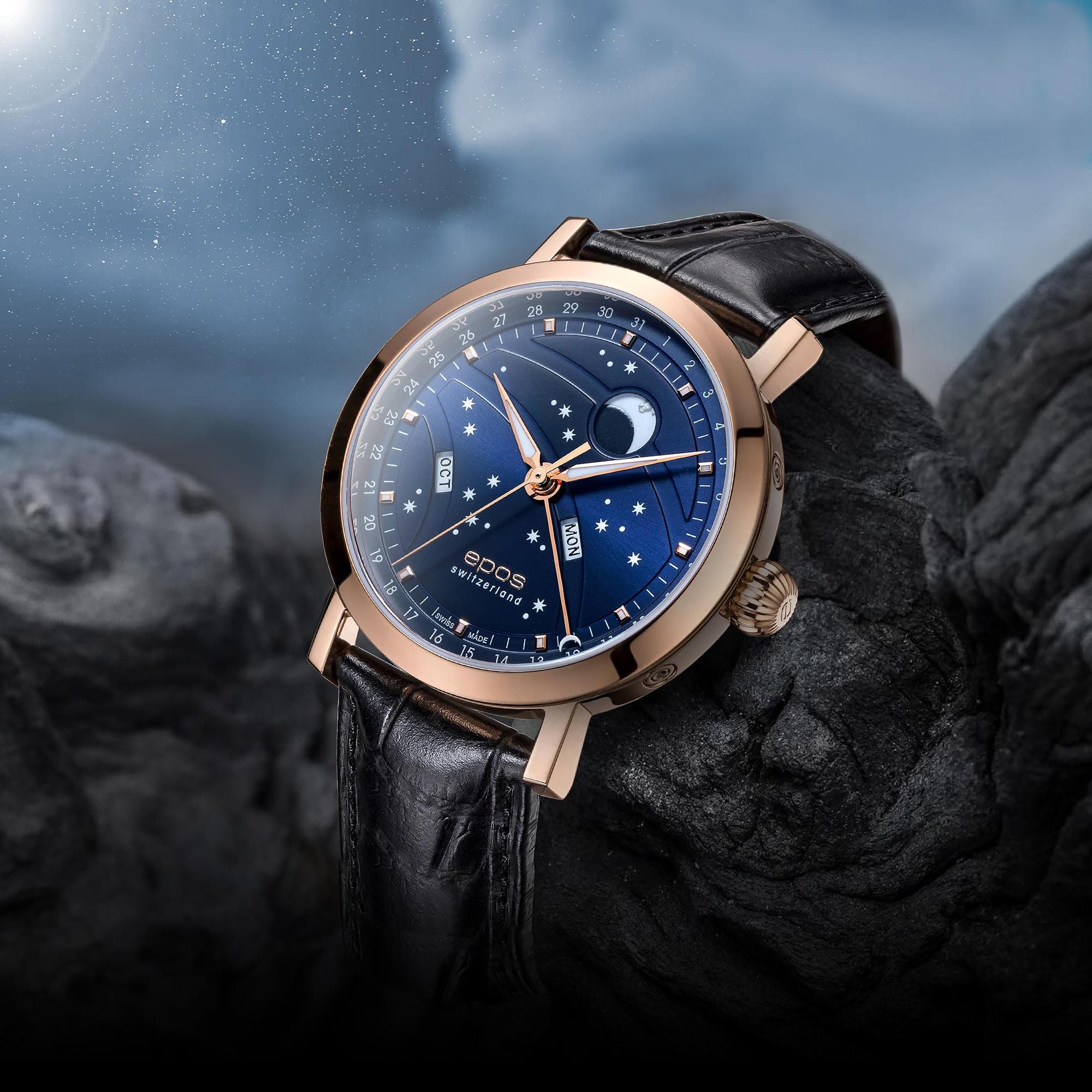 Epos 3440322241625 3440 Big Moon Oeuvre DArt klasyczny zegarek różowe złoto - miniatura 8