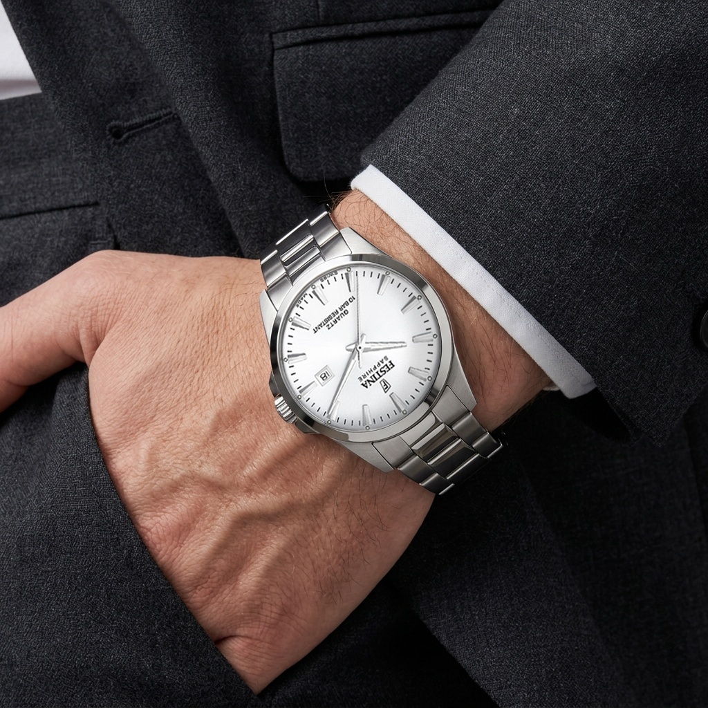 Festina F20024-2 zegarek srebrny klasyczny Classic bransoleta - miniatura 5