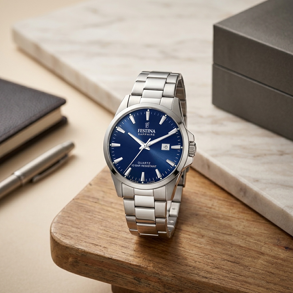 Festina F20024-3 zegarek srebrny klasyczny Classic bransoleta - miniatura 4