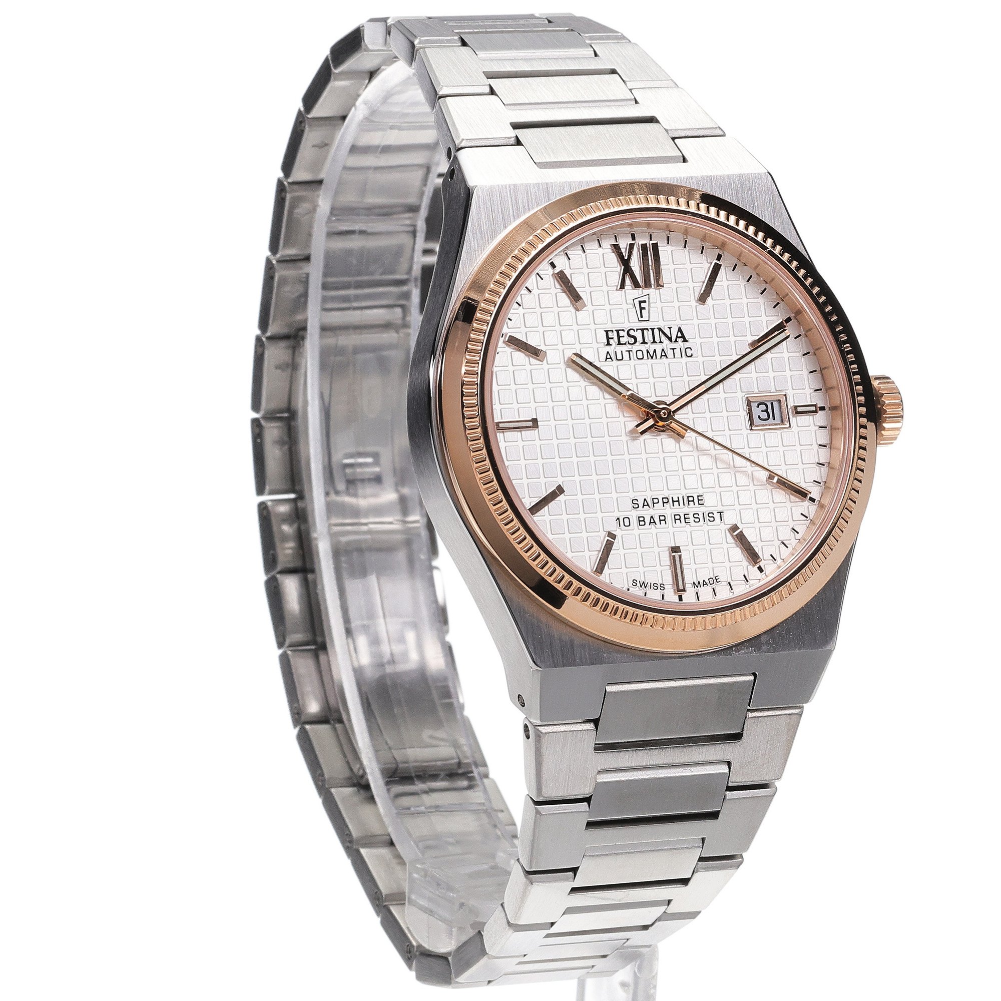 Festina F20030-1 zegarek srebrny elegancki Swiss Made bransoleta - miniatura 3