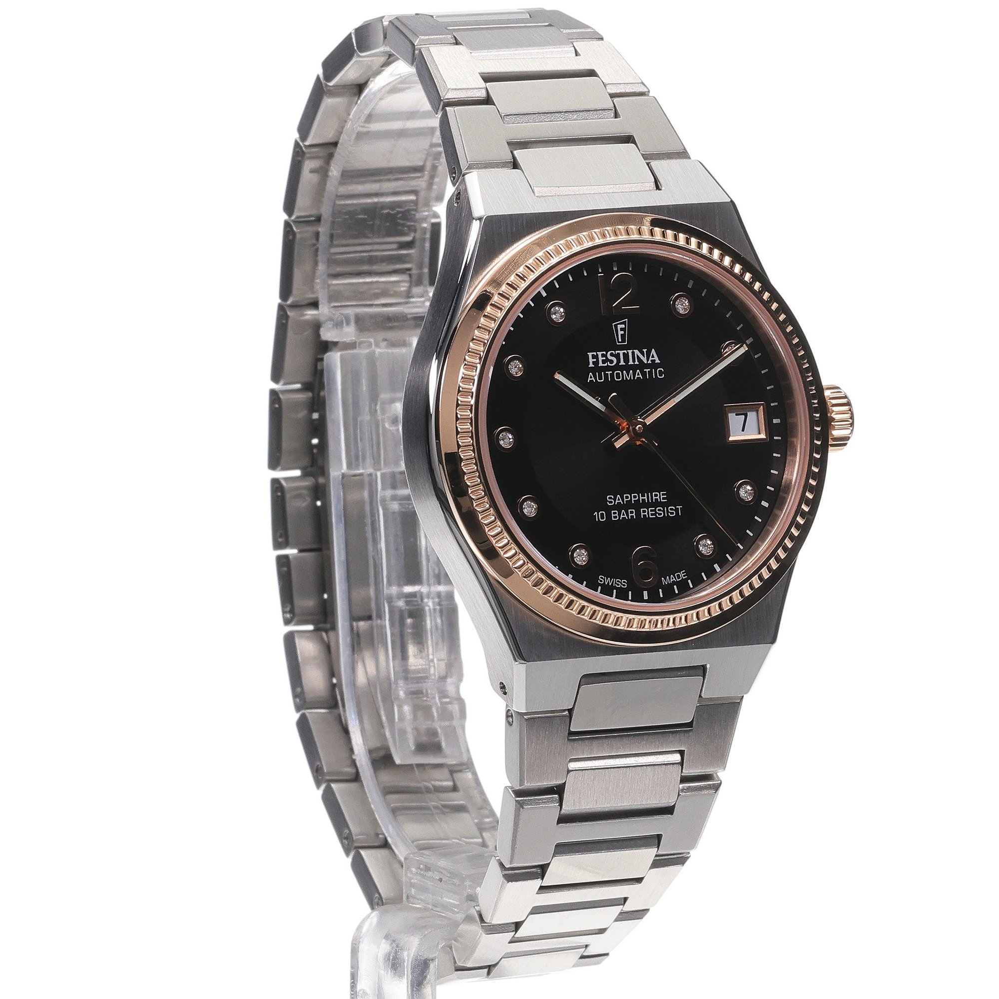 Festina F20031-3 zegarek srebrny elegancki Swiss Made bransoleta - miniatura 3