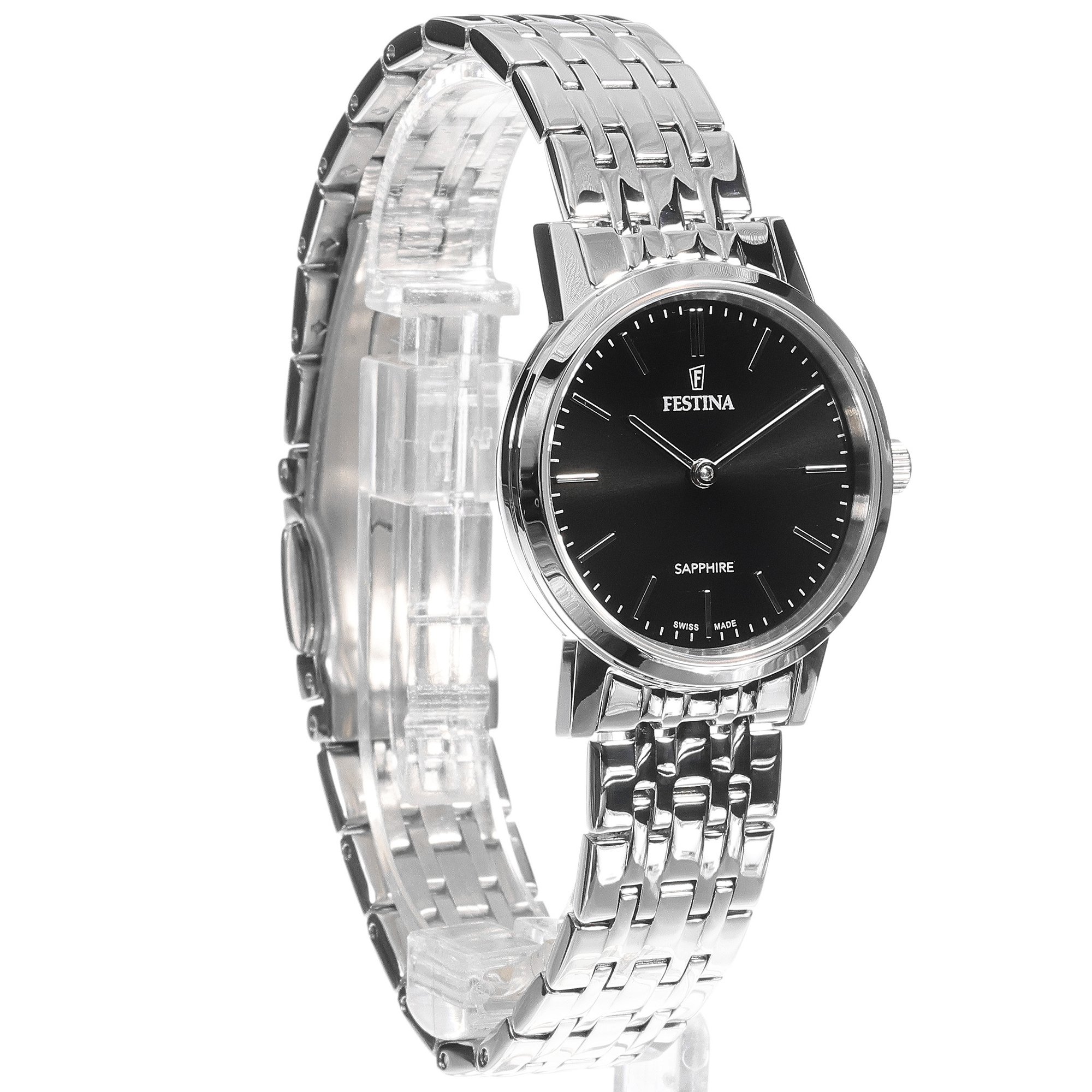 Festina F20047-4 zegarek srebrny klasyczny Swiss Made bransoleta - miniatura 3