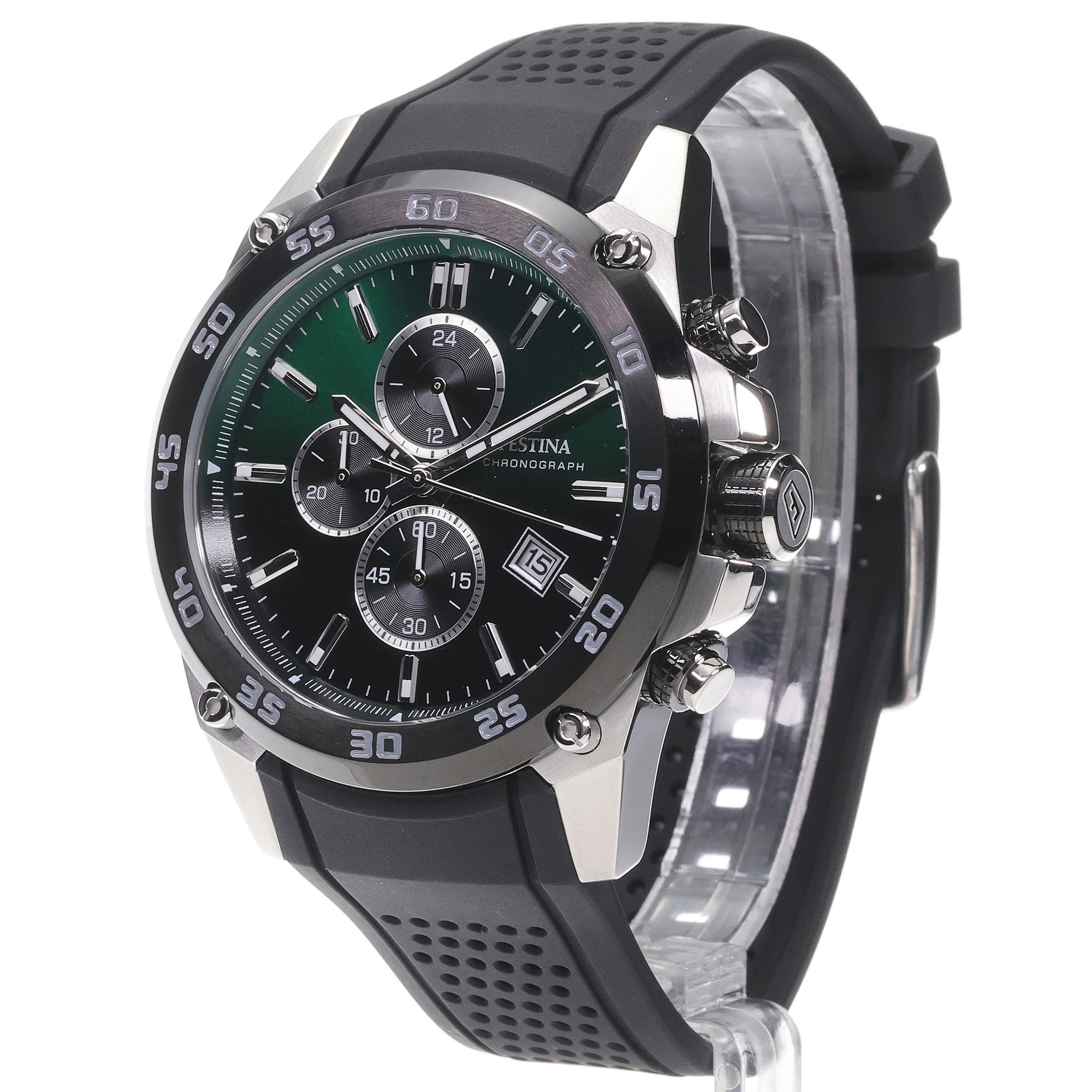 Festina F20330-B zegarek srebrny sportowy Chronograf pasek