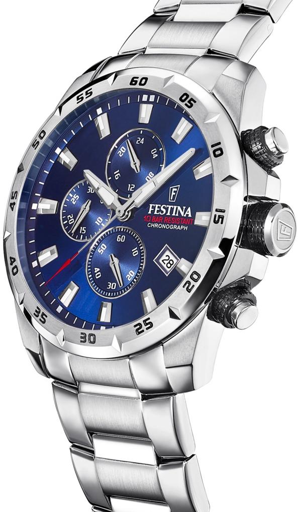 Festina F20463-2 zegarek srebrny sportowy Chronograf bransoleta - miniatura 3
