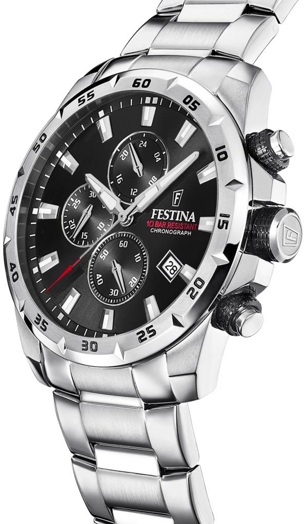 Festina F20463-4 zegarek srebrny sportowy Chronograf bransoleta - miniatura 3
