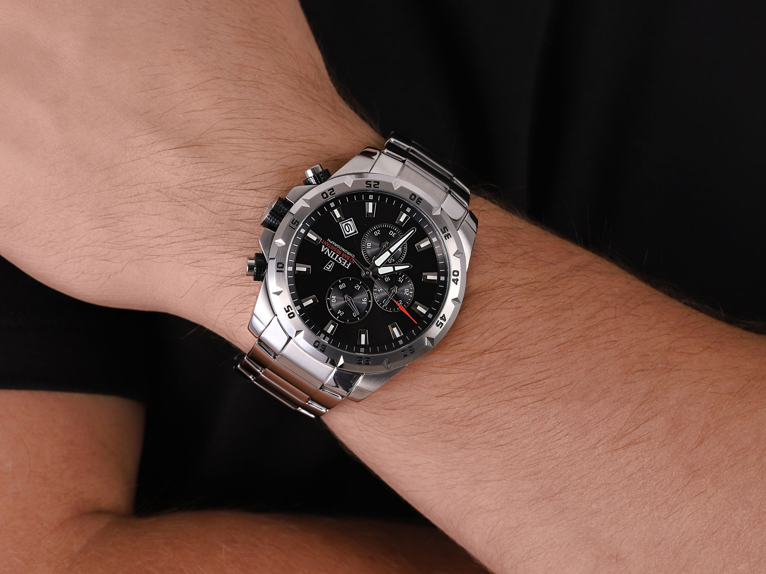 Festina F20463-4 zegarek srebrny sportowy Chronograf bransoleta - miniatura 2