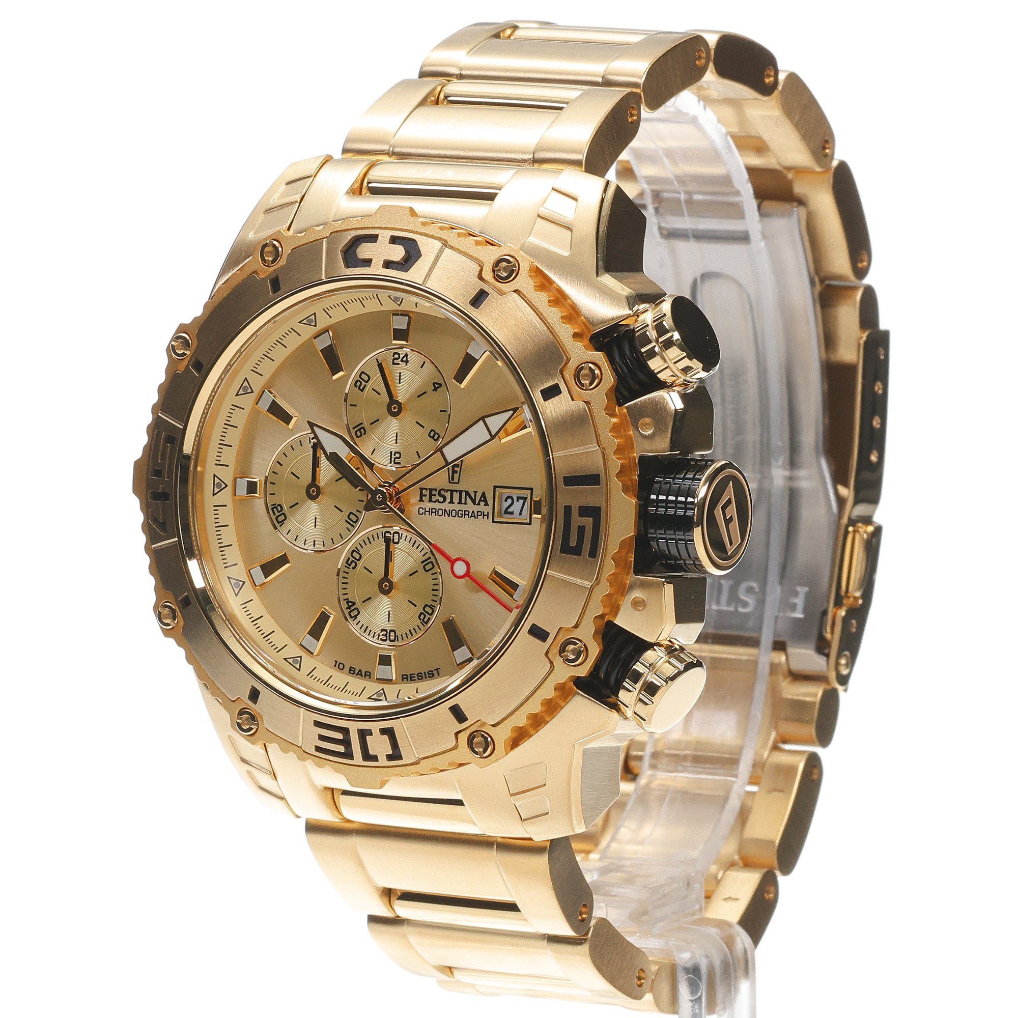 Festina F20492-1 zegarek złoty sportowy Chronograf bransoleta - miniatura 2