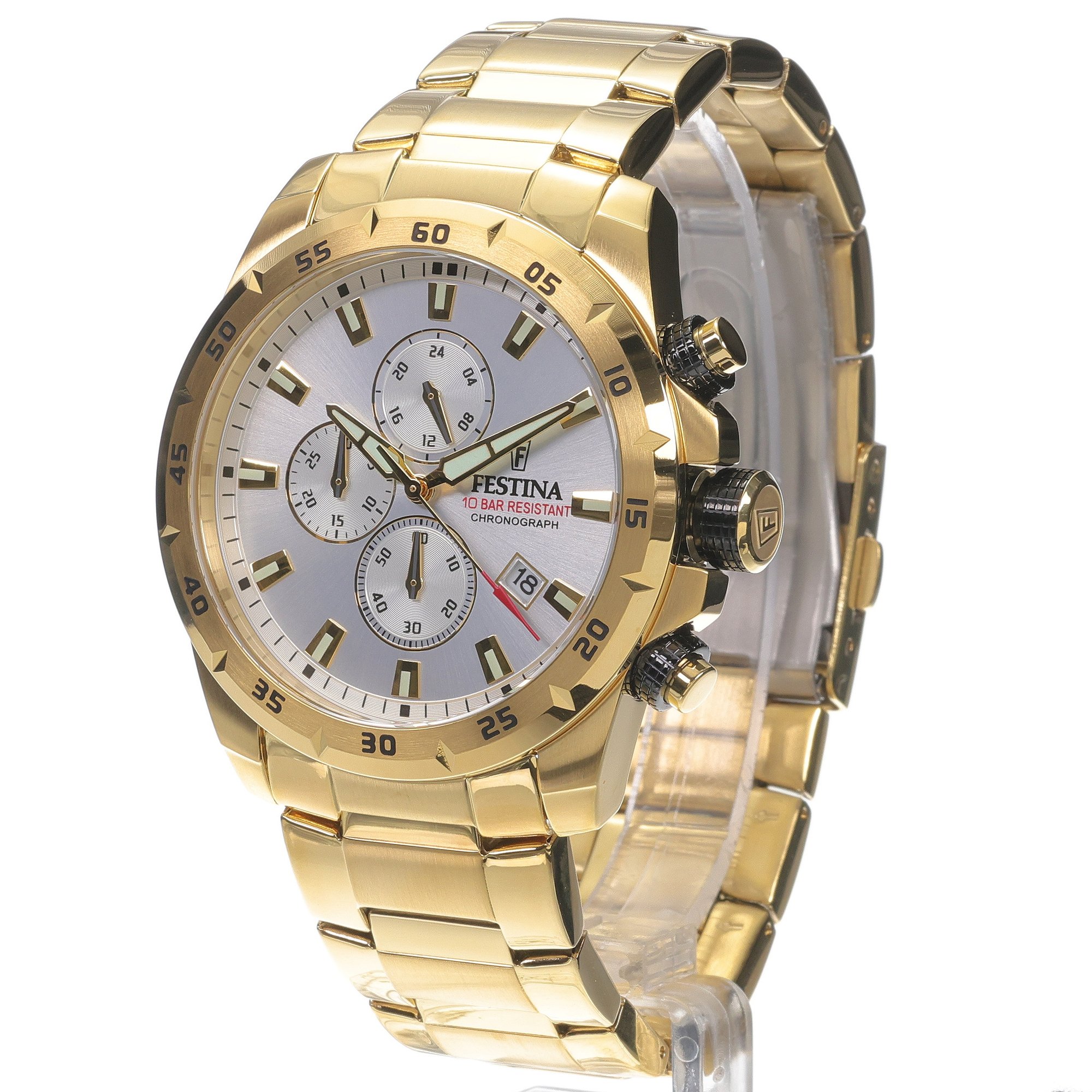 Festina F20541-1 zegarek złoty sportowy Chronograf bransoleta