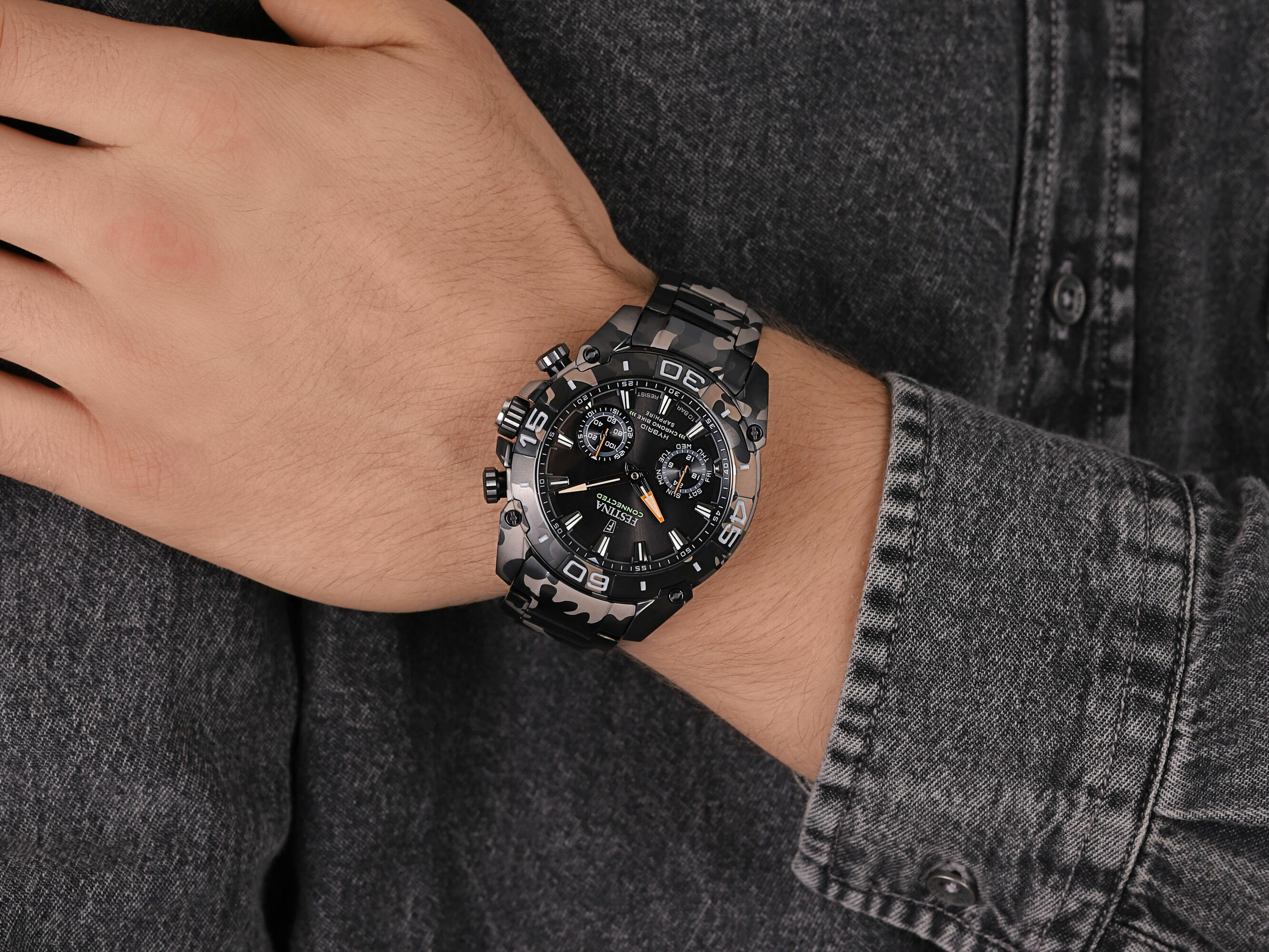 Festina F20545-1 CHRONO BIKE HYBRID Connected sportowy smartwatch szary - miniatura 2