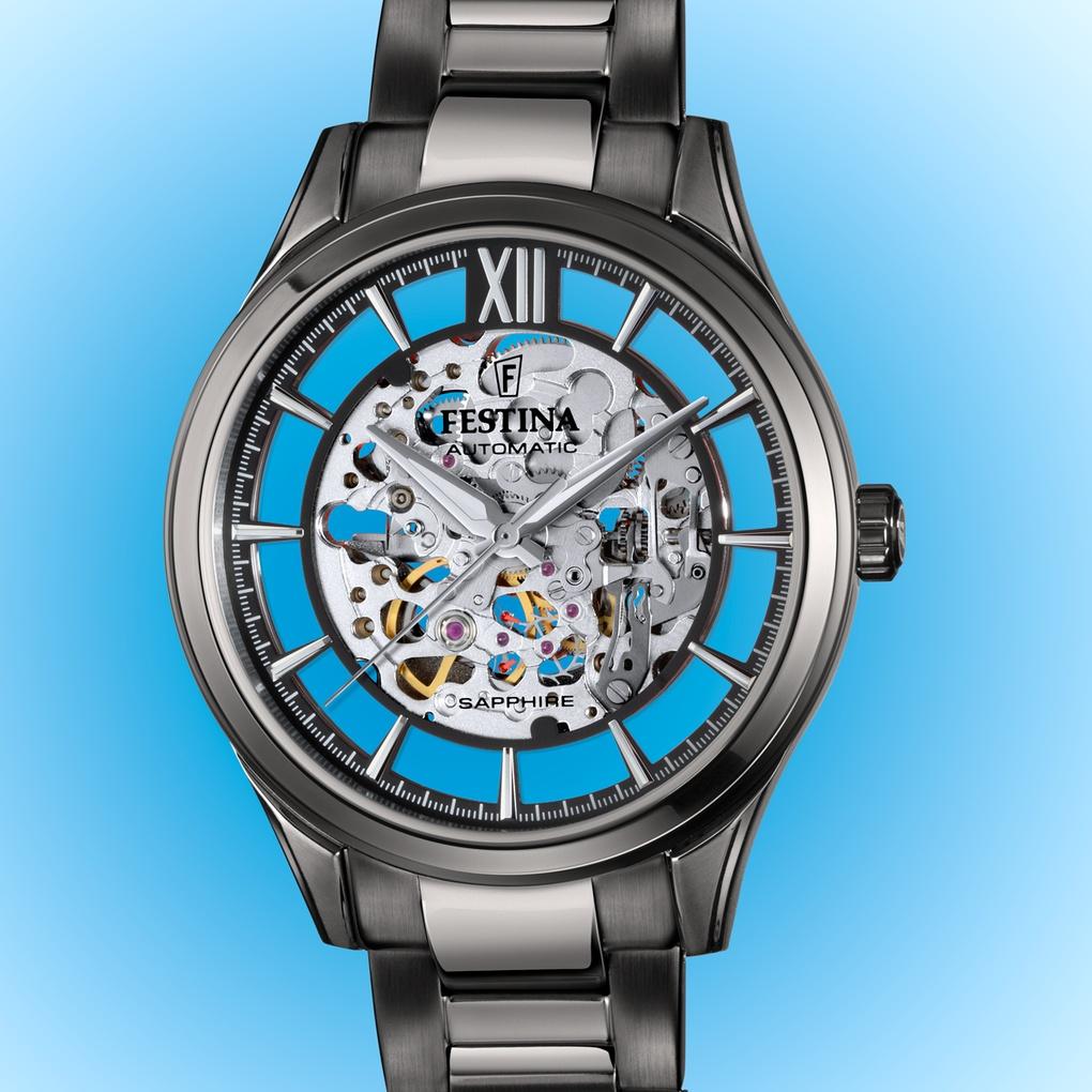 Festina F20632-1 zegarek czarny klasyczny Automatic bransoleta - miniatura 9