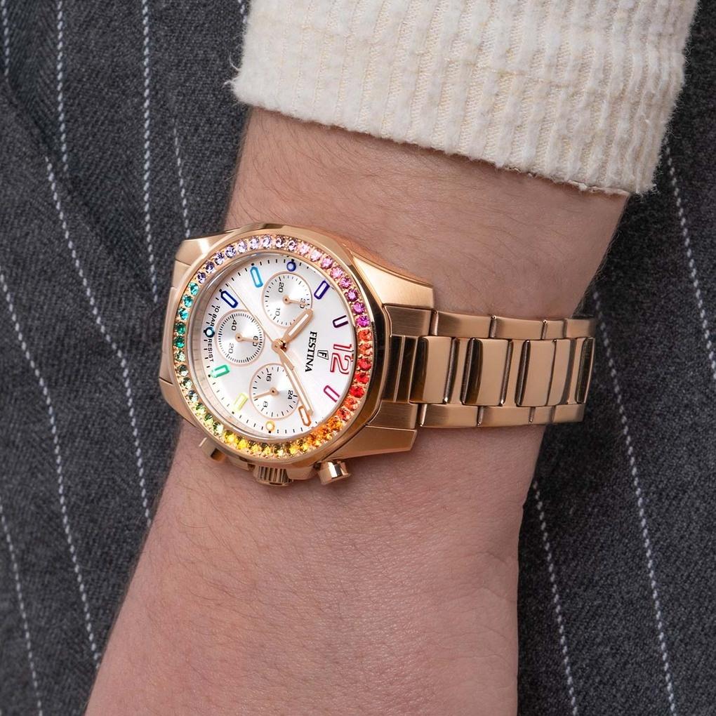 Festina F20639-2 zegarek różowe złoto sportowy Boyfriend bransoleta - miniatura 5